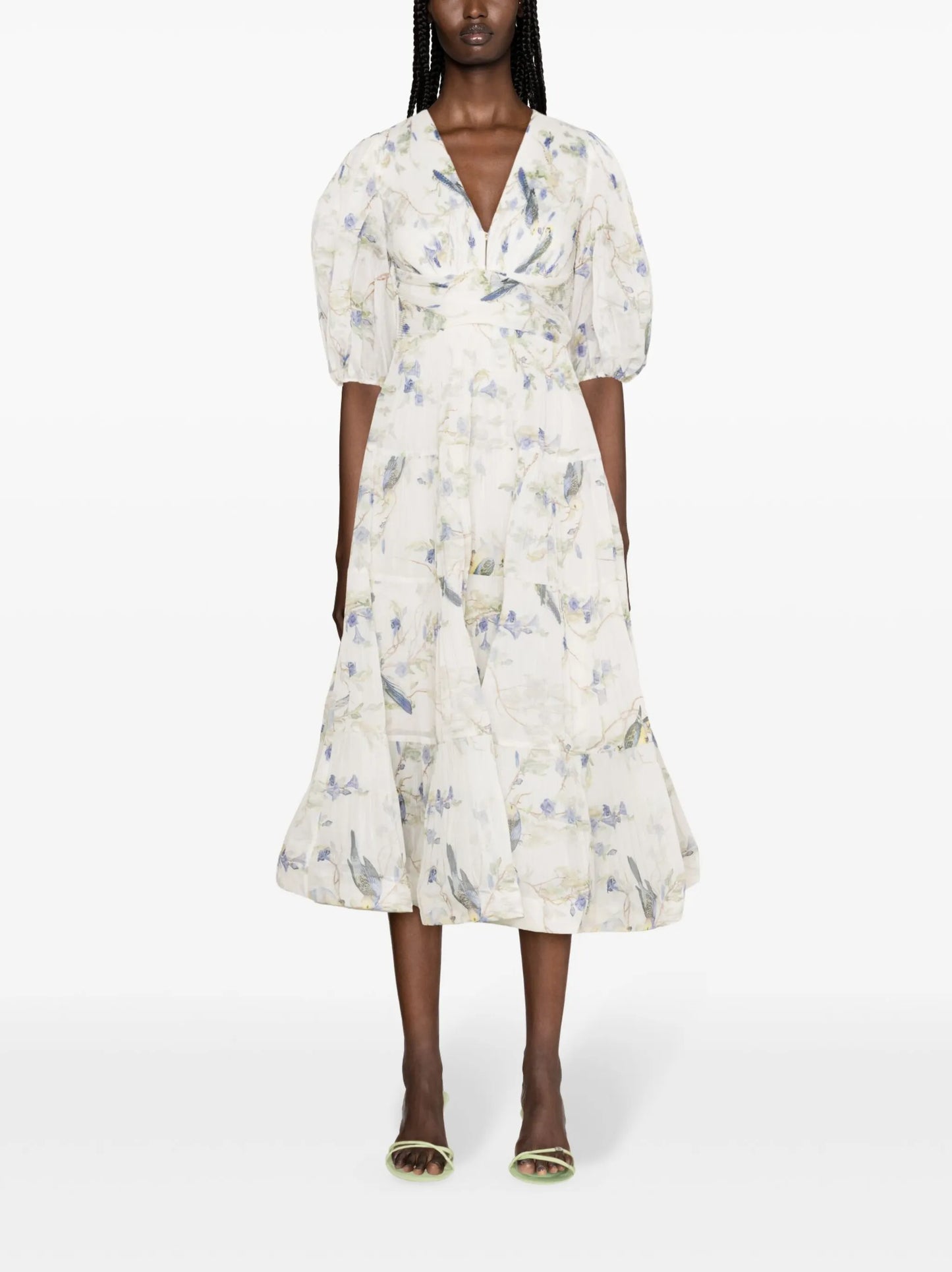 plissé flared midi dress