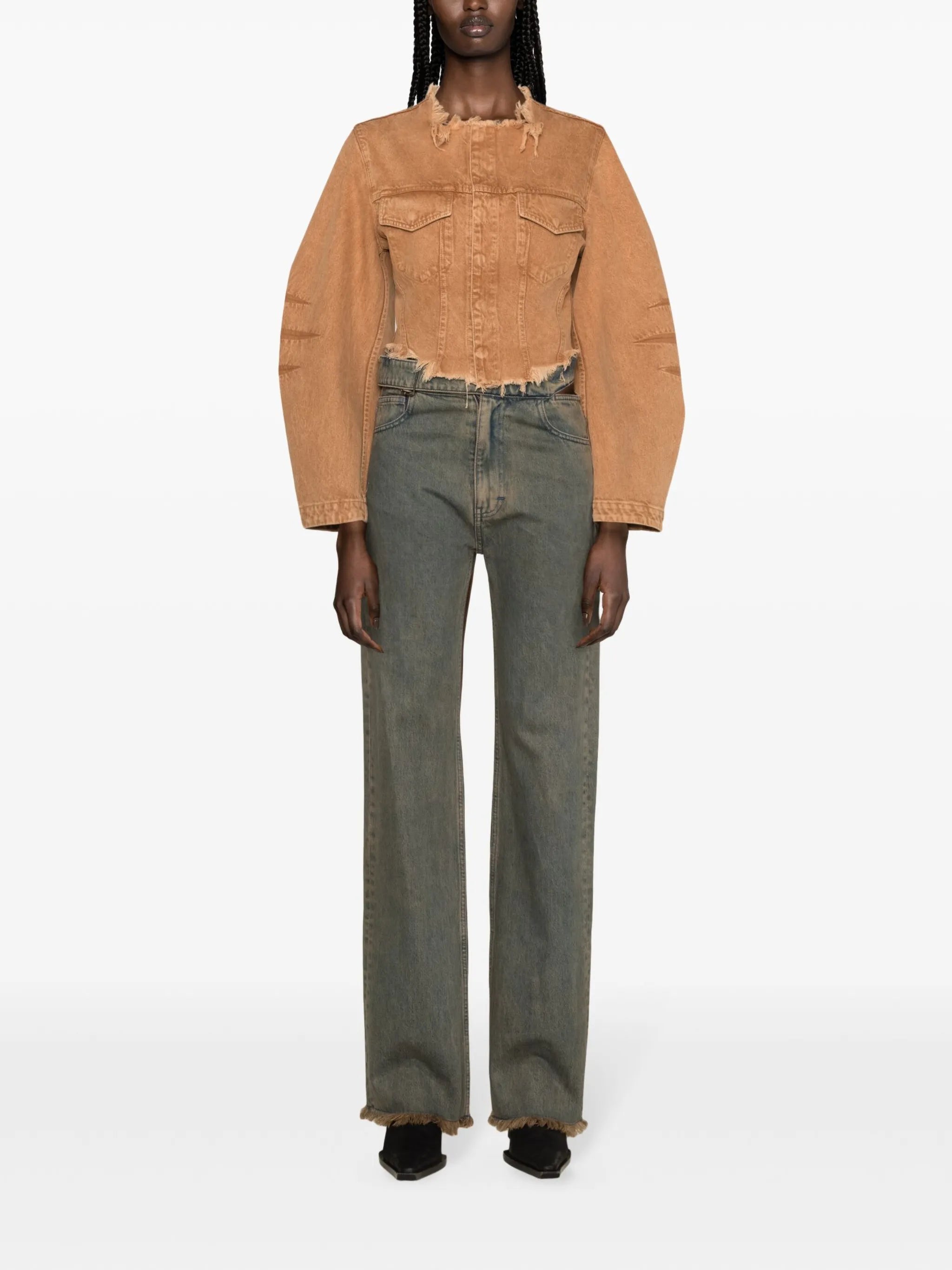 frayed cropped denim jacket