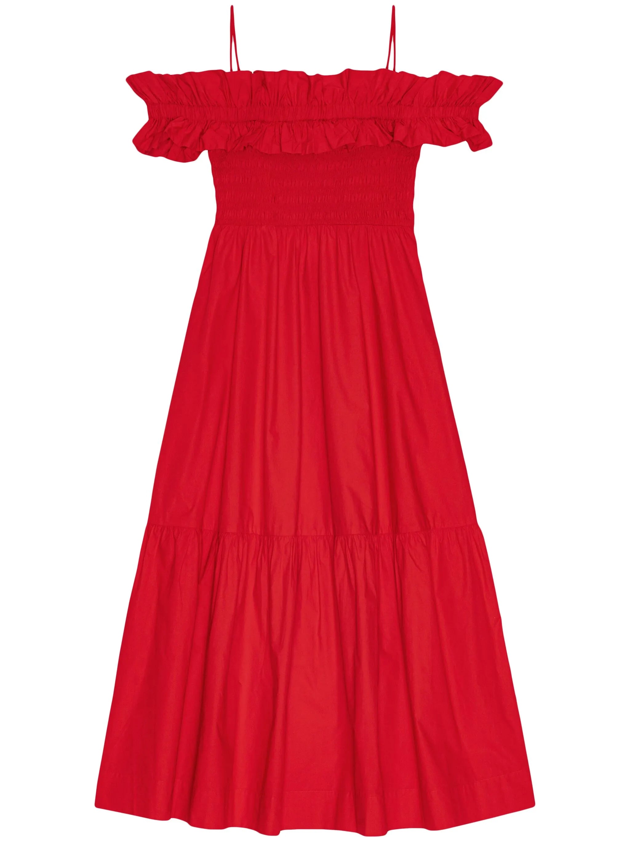 ruffled poplin midi dress