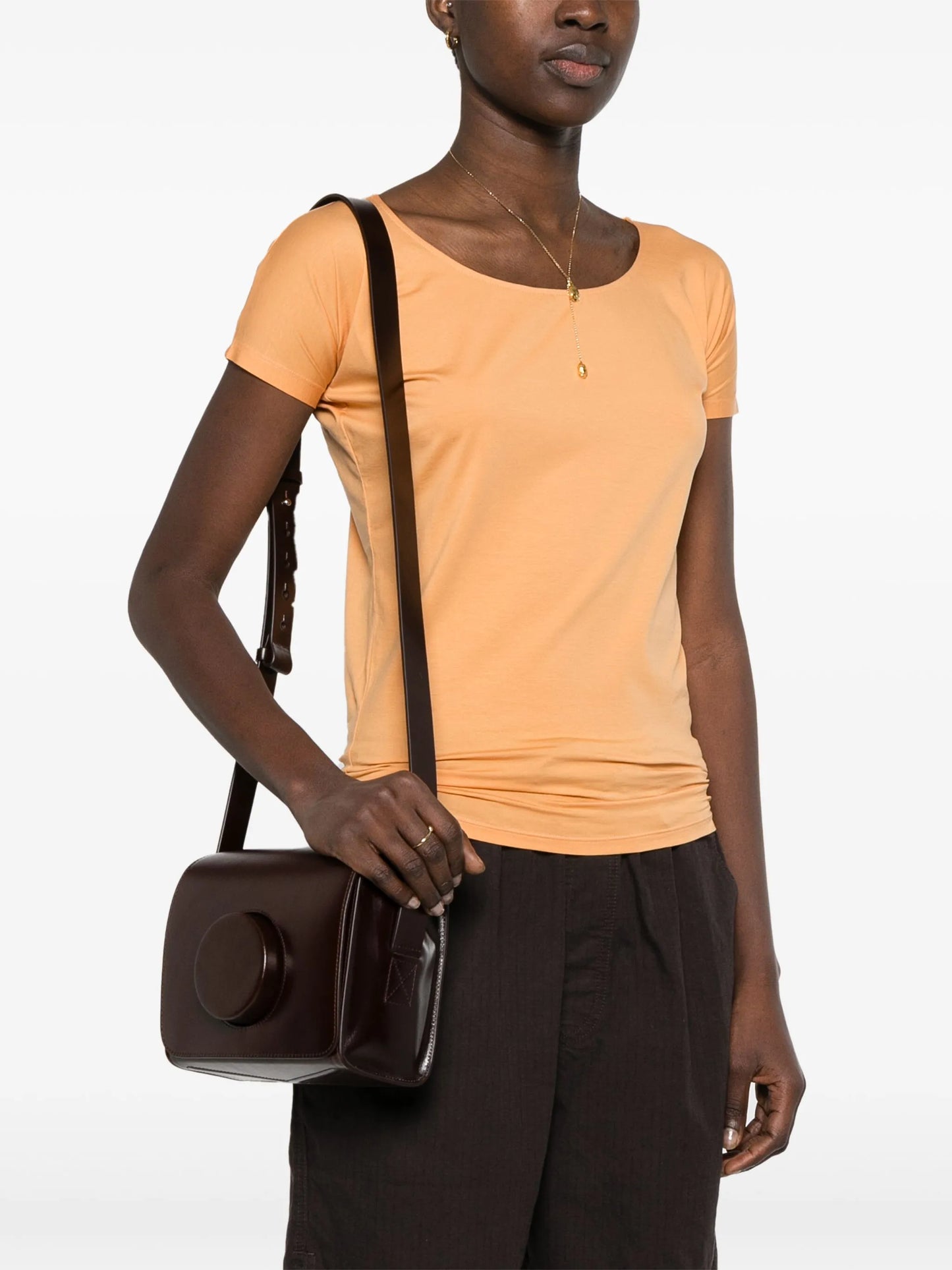 Camera leather shoulder bag