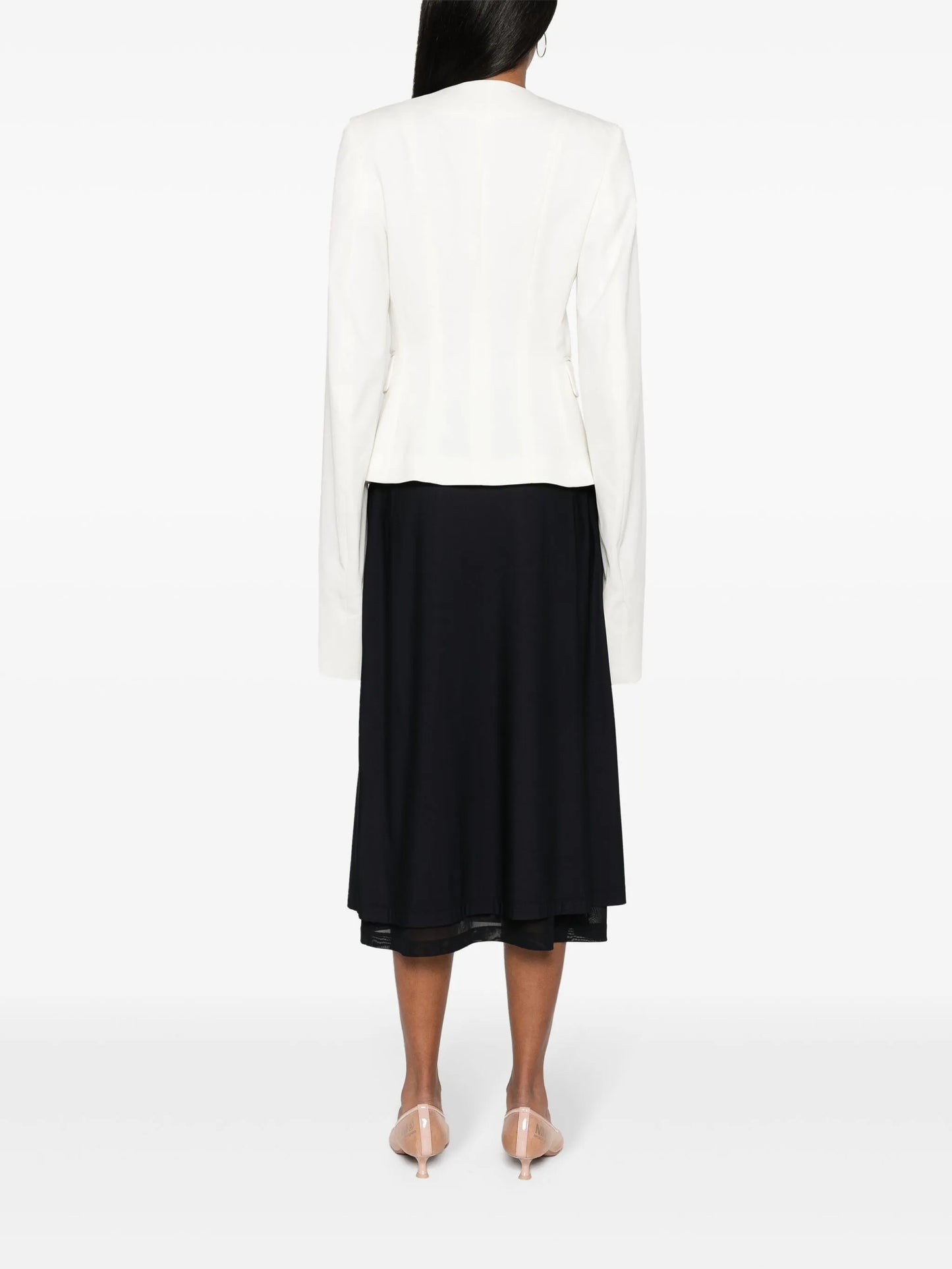 extra-long-sleeves twill blazer