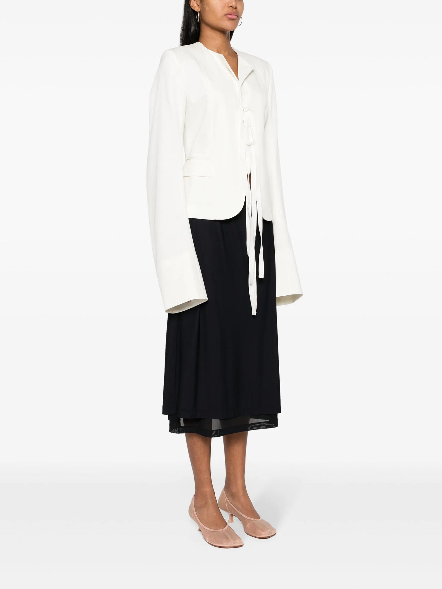 extra-long-sleeves twill blazer
