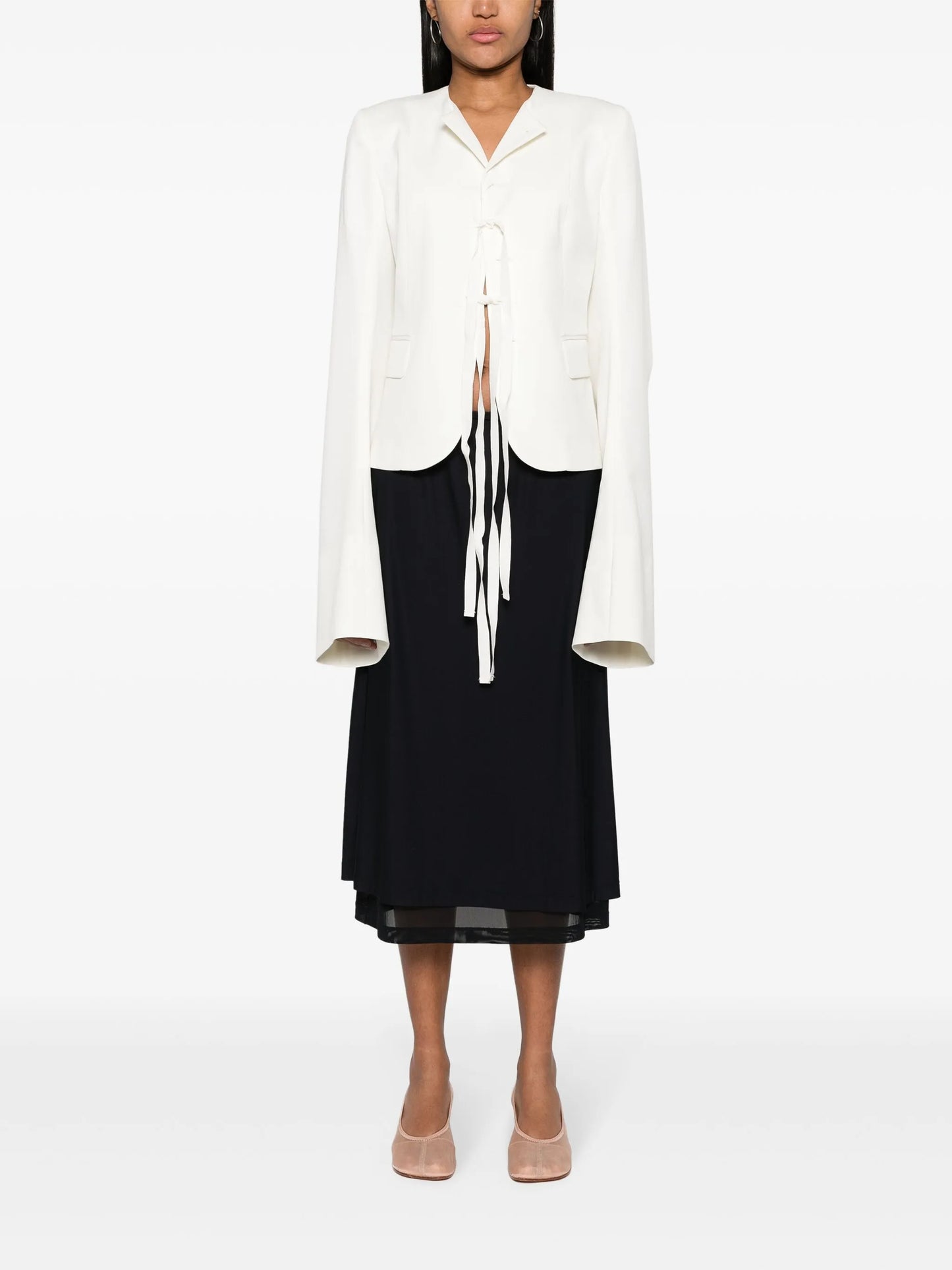 extra-long-sleeves twill blazer