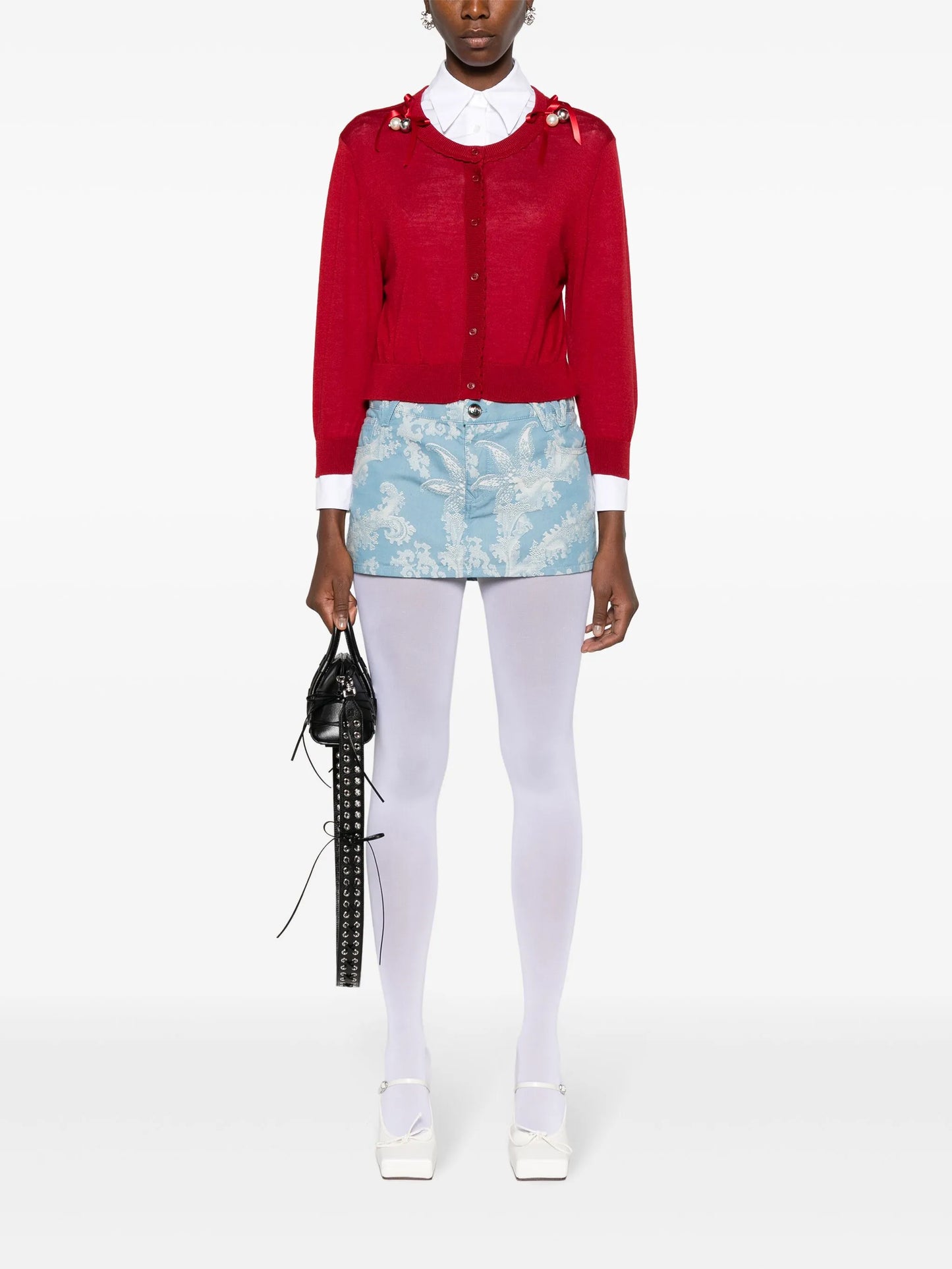 Foam patterned-jacquard miniskirt