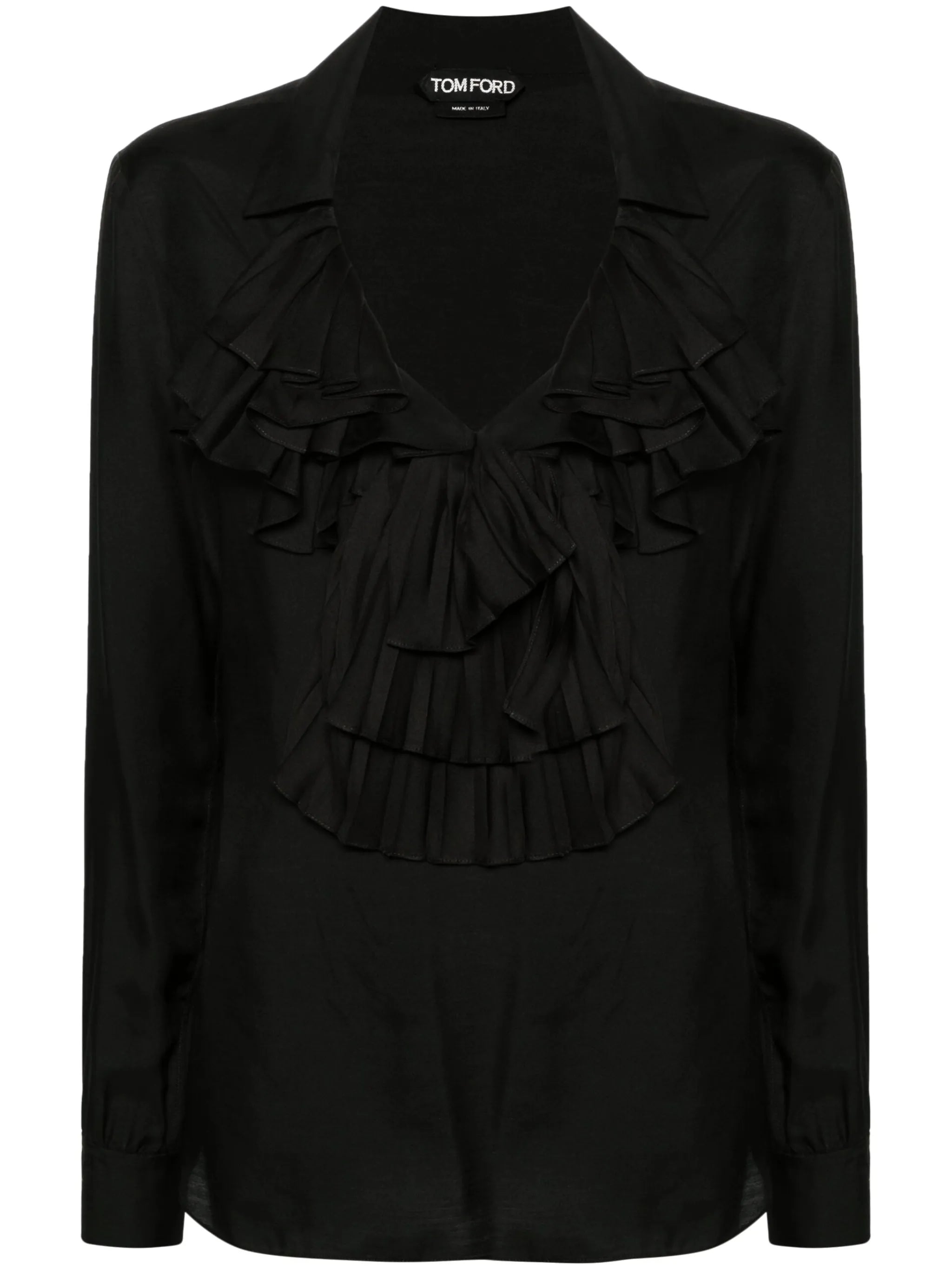 plissé ruffle-collar blouse