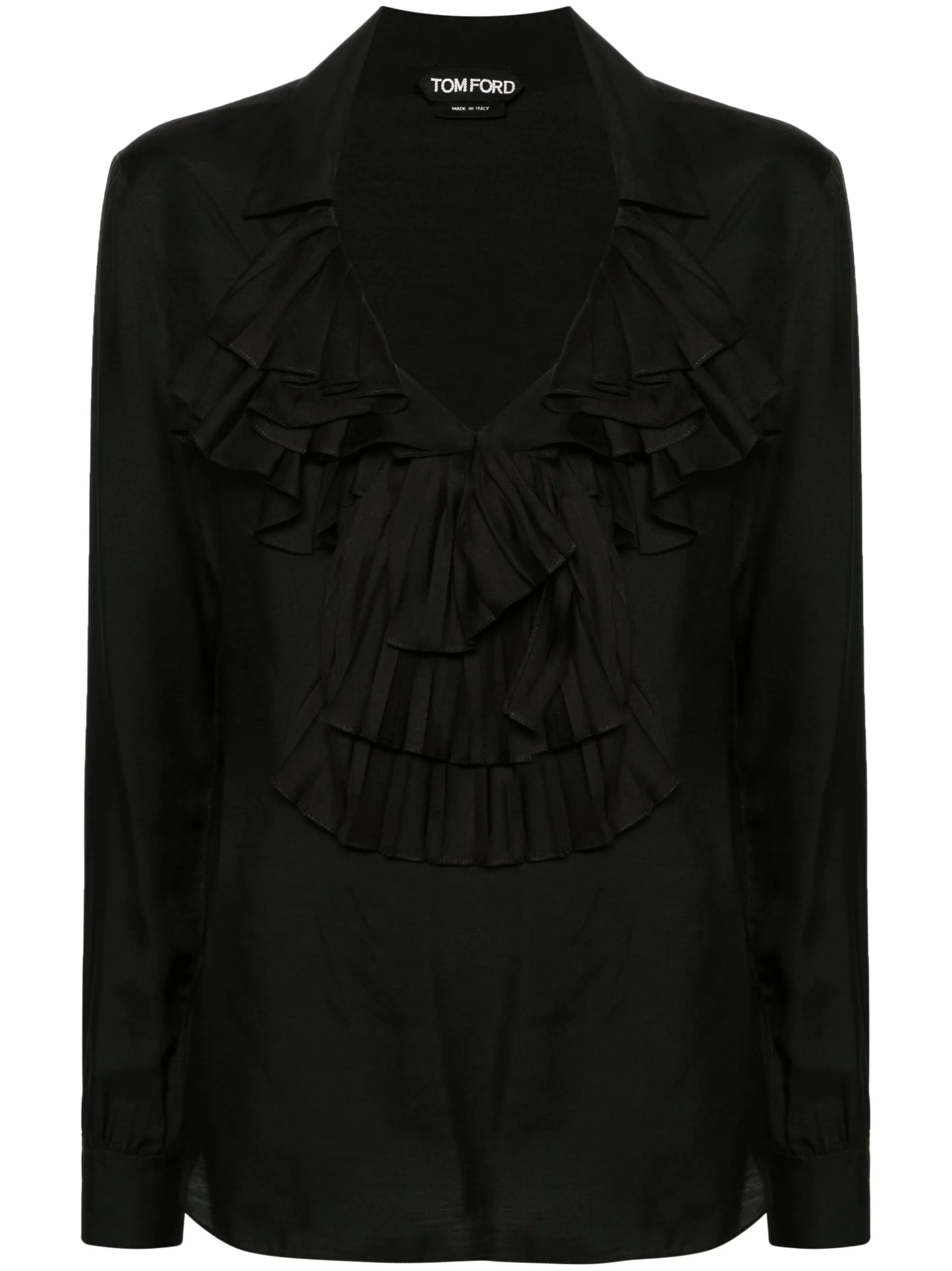 plissé ruffle-collar blouse