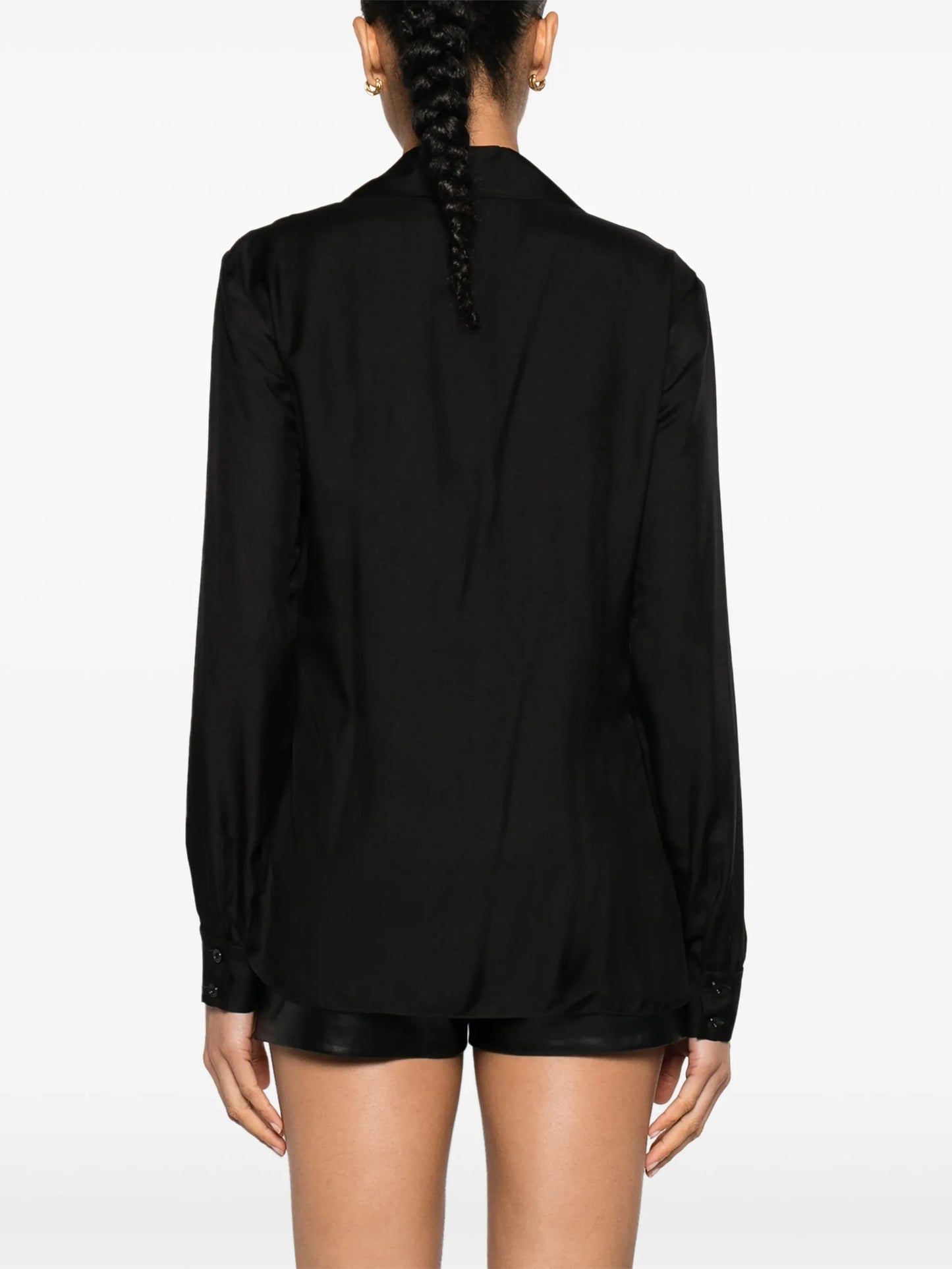 plissé ruffle-collar blouse
