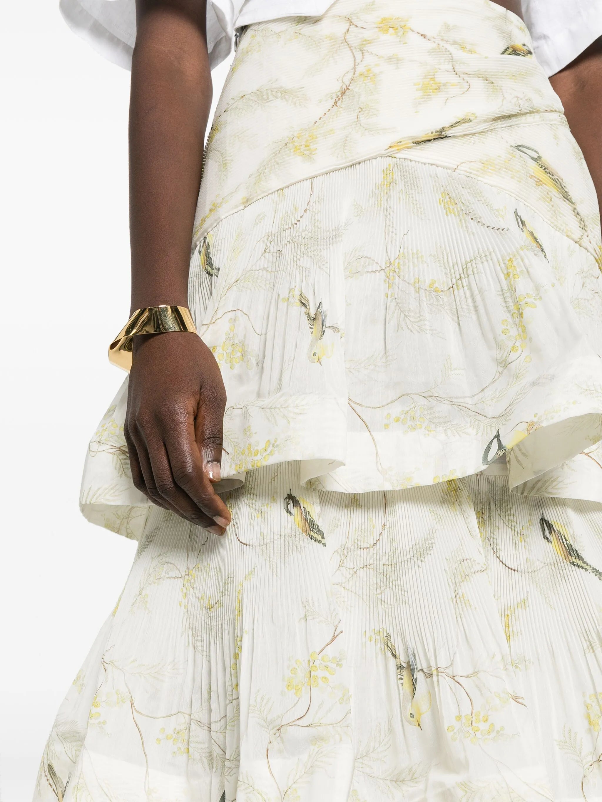 pleated tired midi skirt