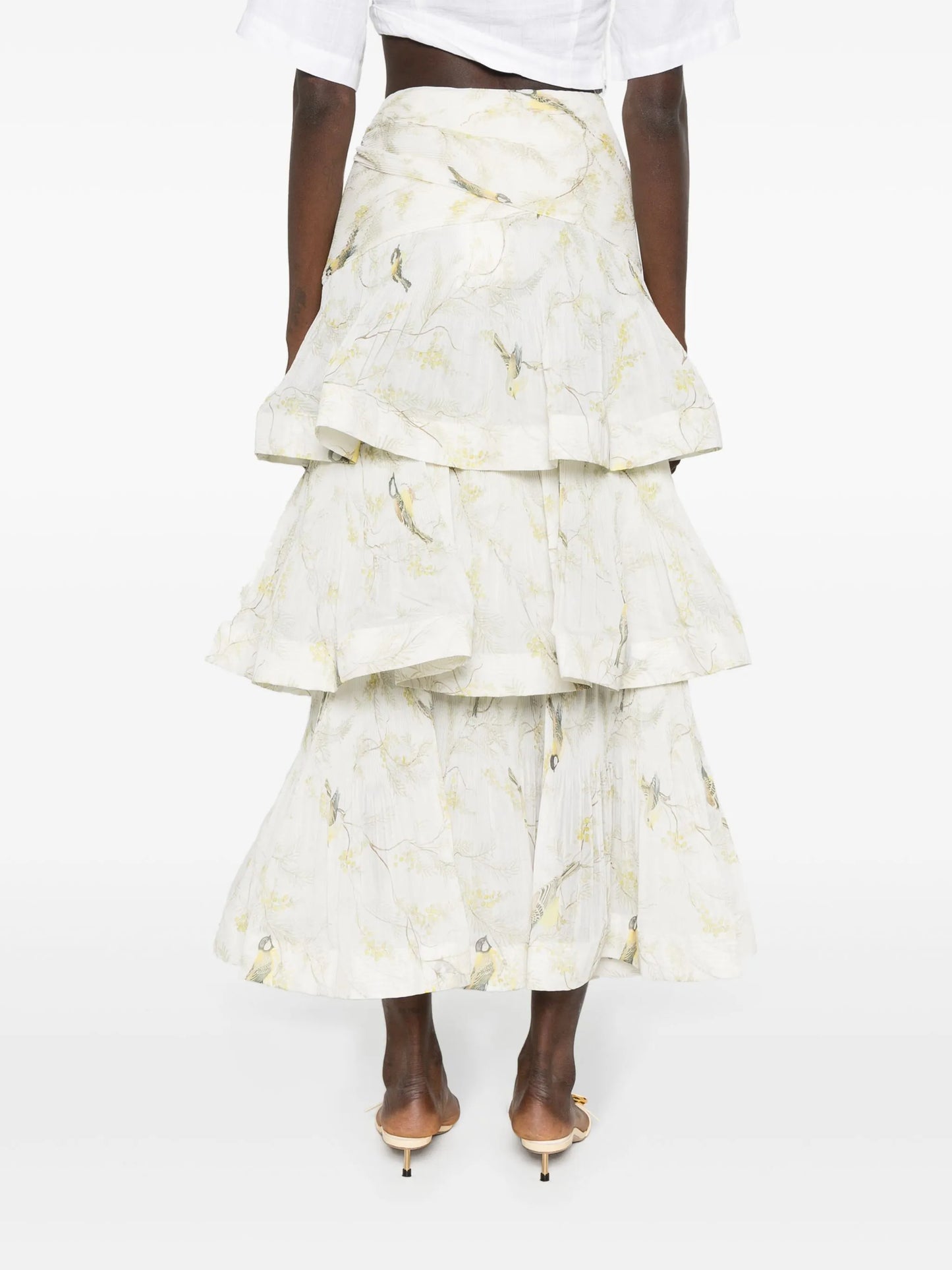 pleated tired midi skirt