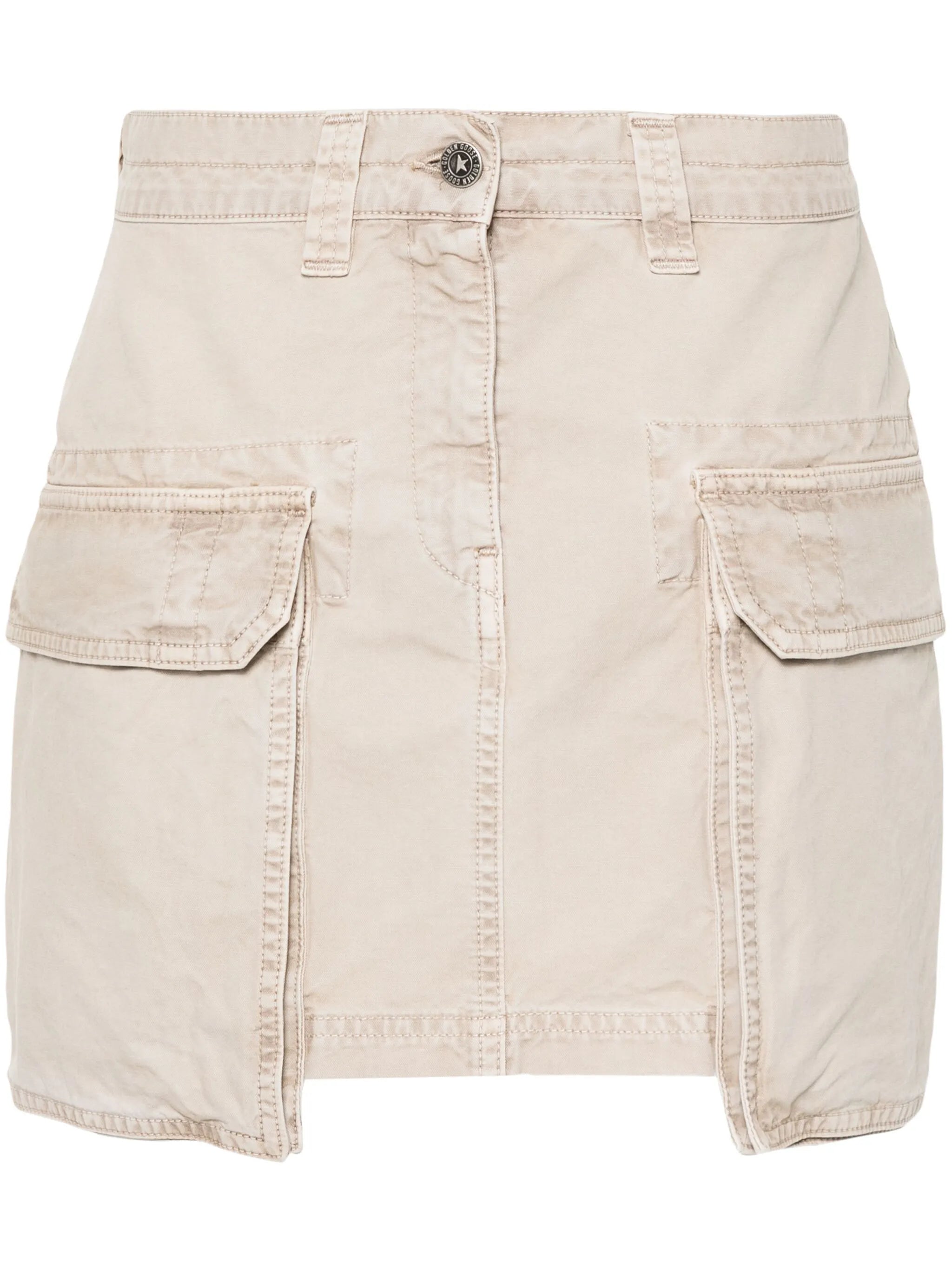 distressed cotton mini skirt