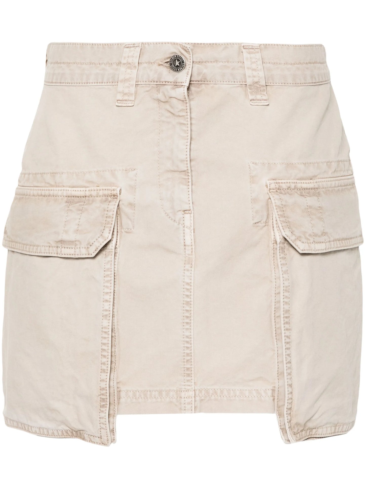 distressed cotton mini skirt