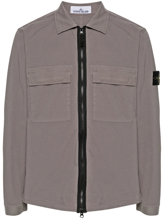 Compass-badge shirt jacket