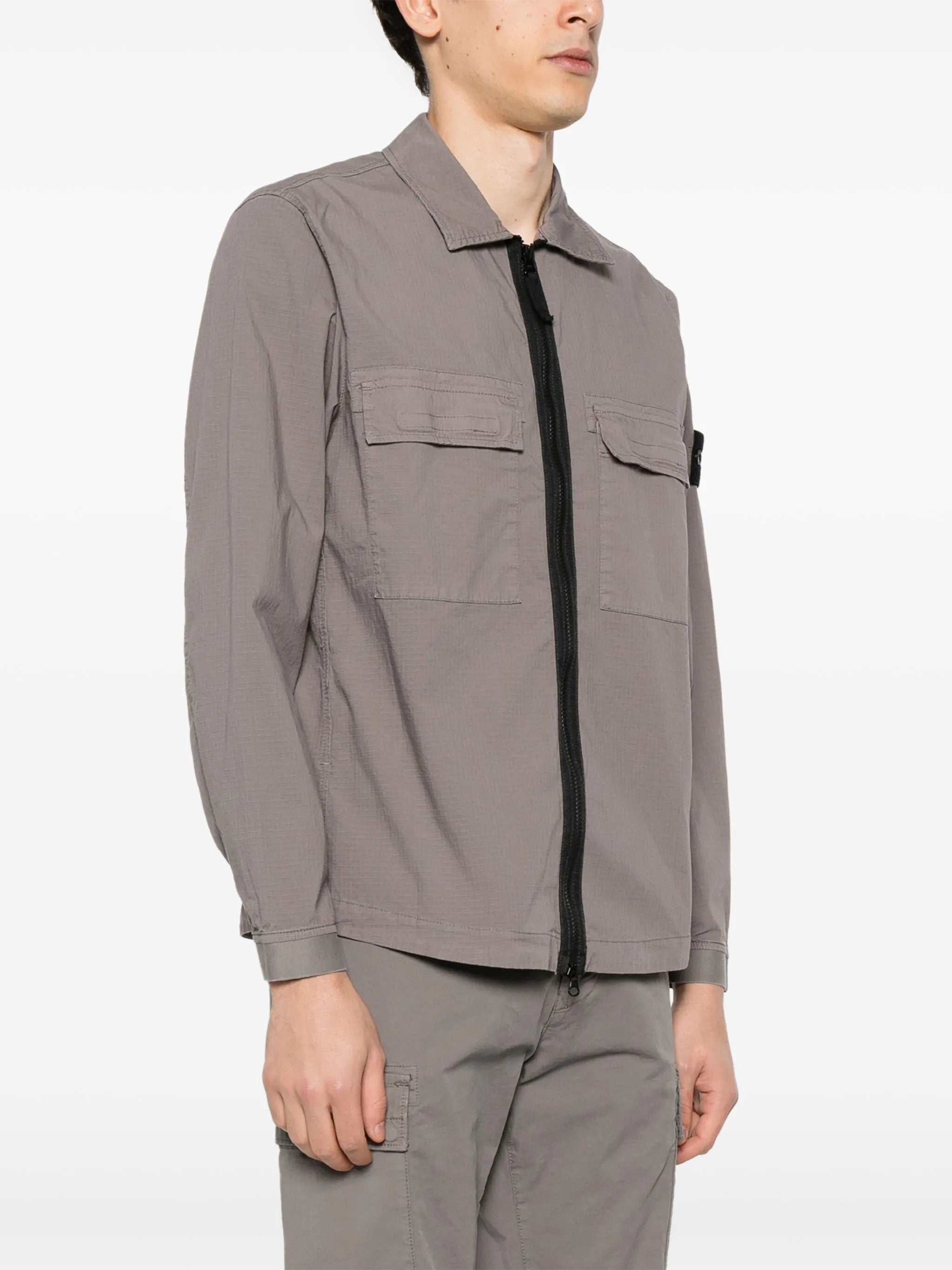 Compass-badge shirt jacket