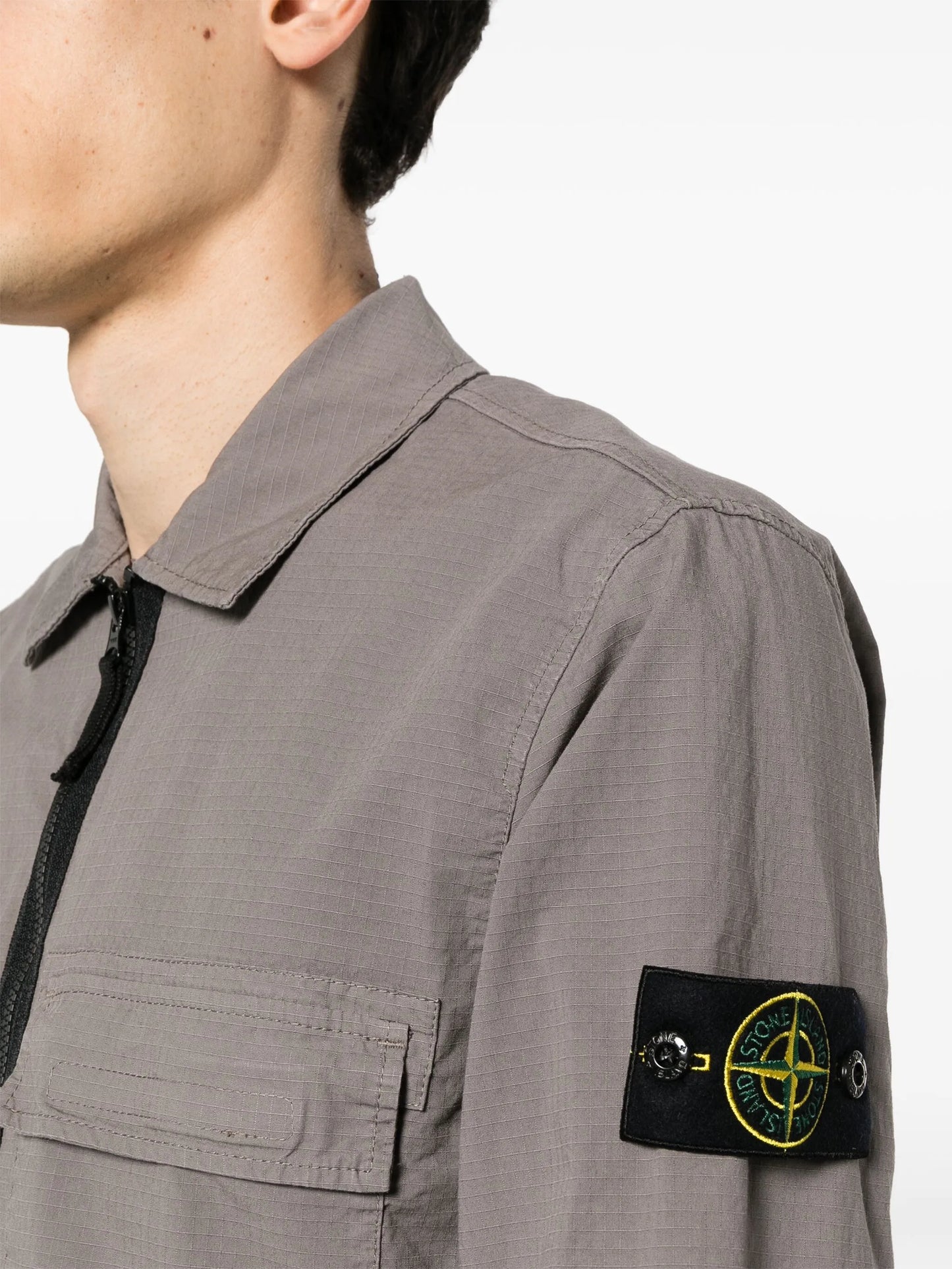 Compass-badge shirt jacket