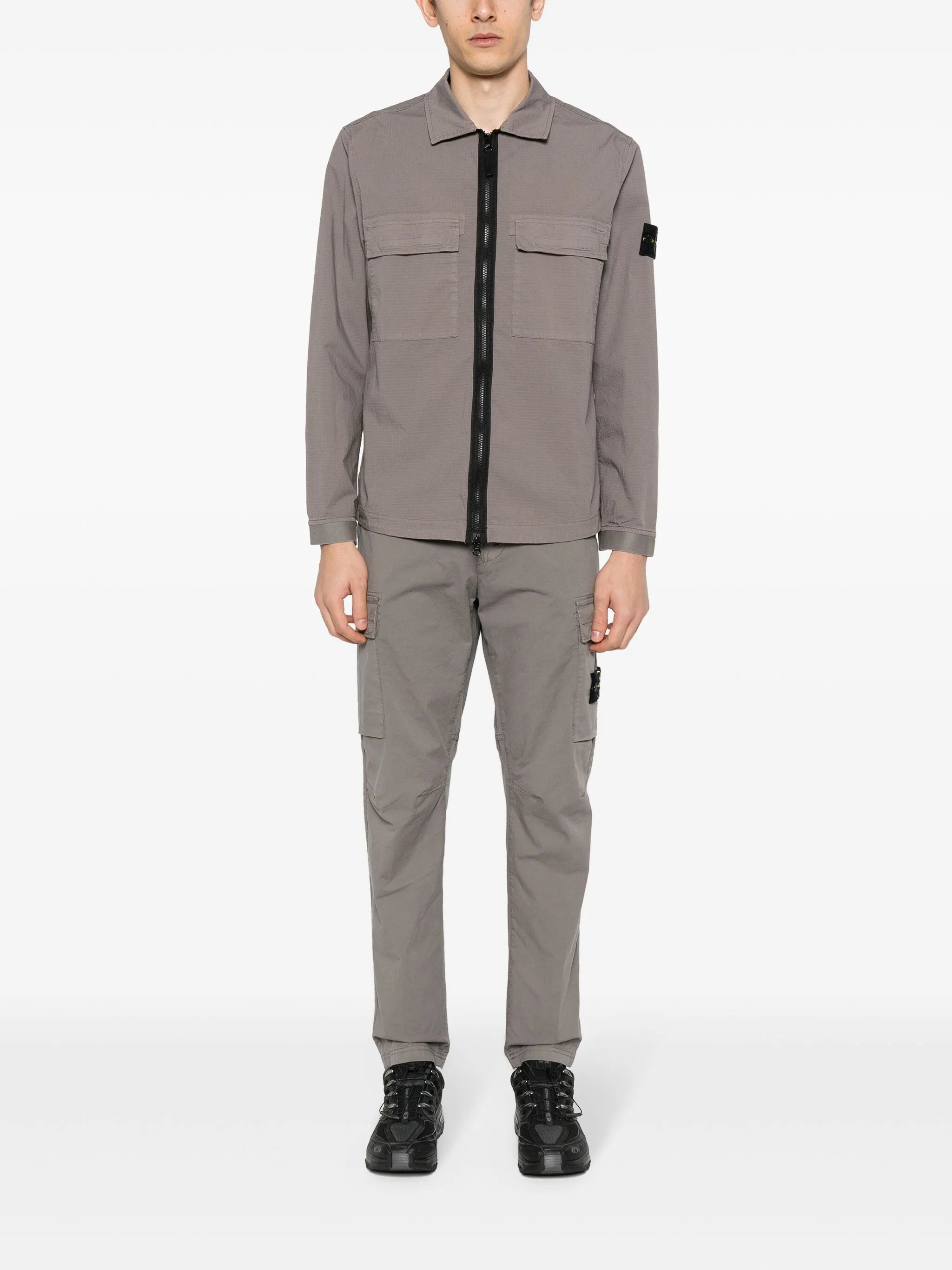 Compass-badge shirt jacket