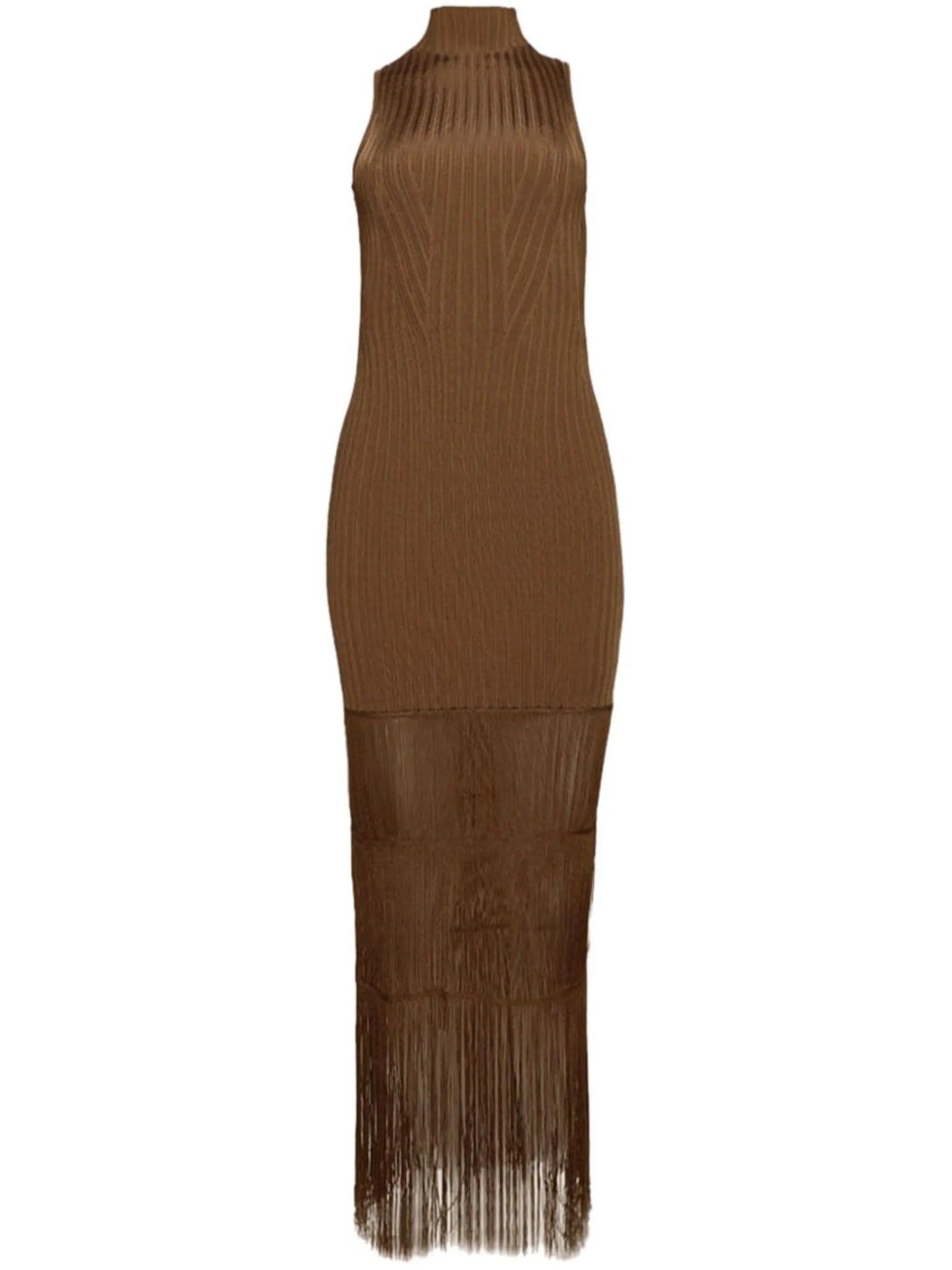 Zare fringed ribbed-knit maxi dress