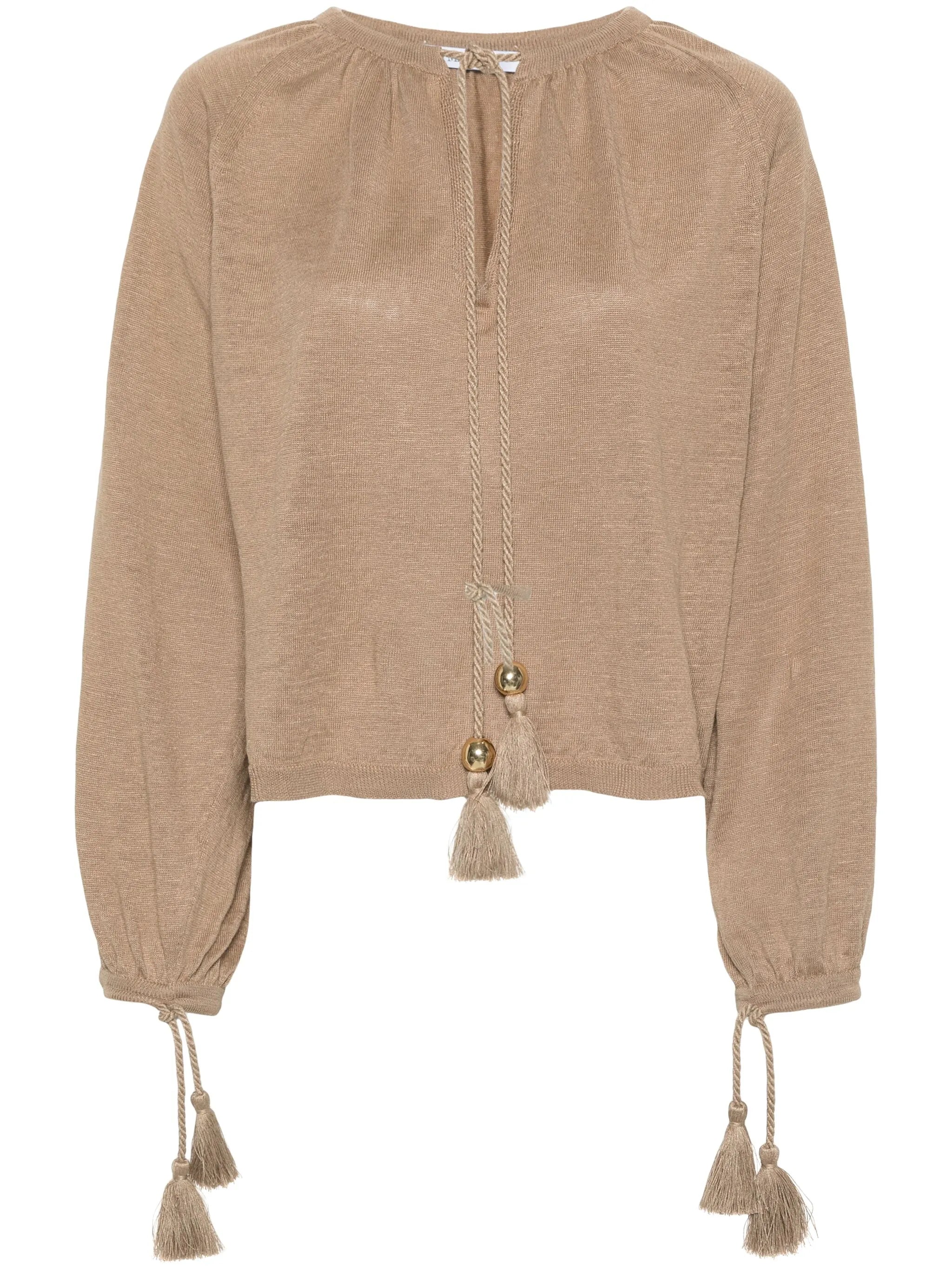 Quirite linen tassel blouse
