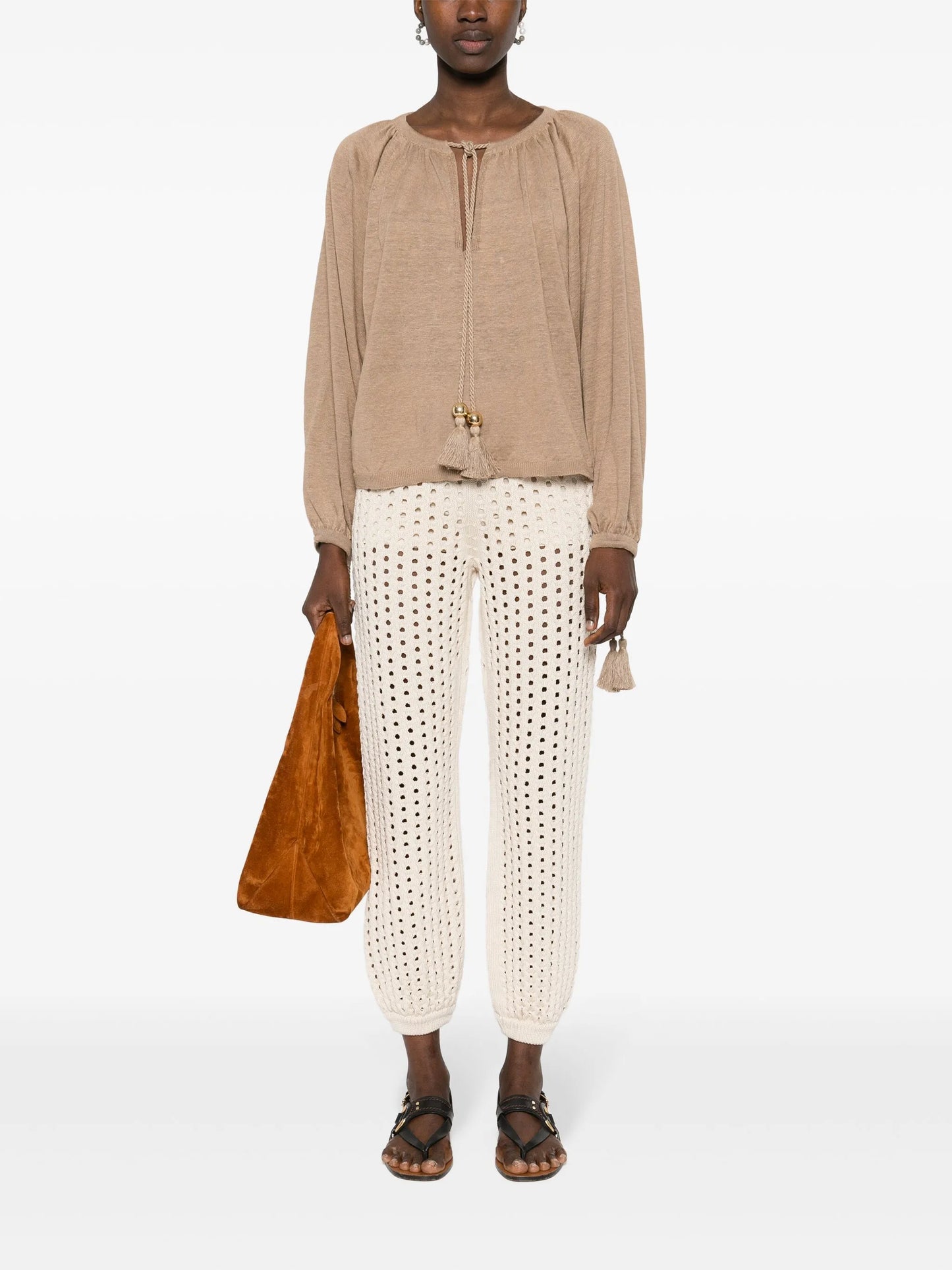 Quirite linen tassel blouse