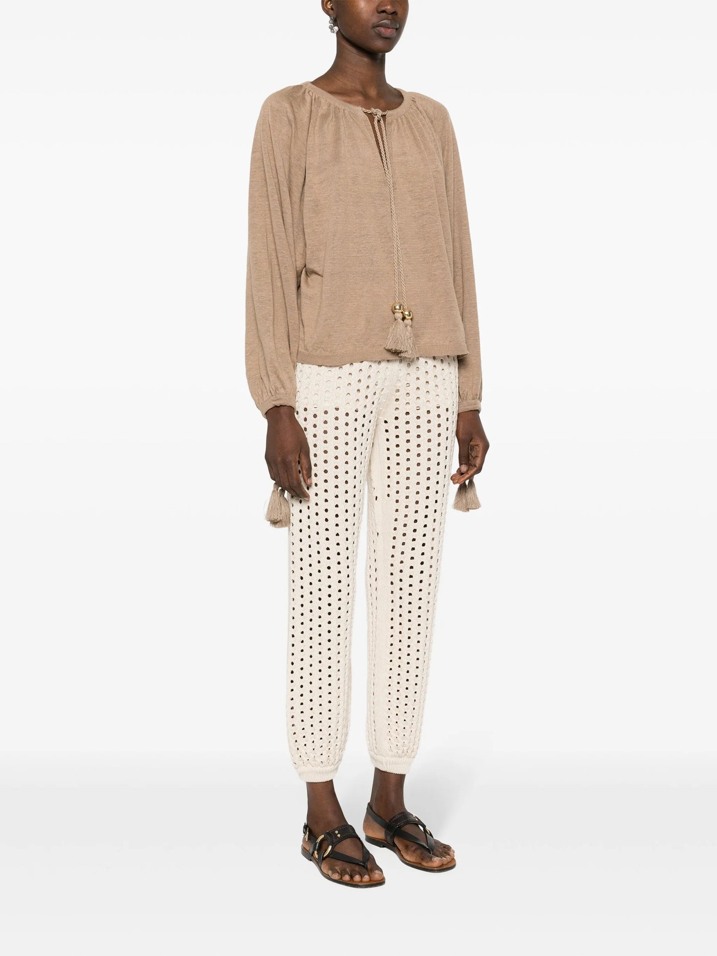 Quirite linen tassel blouse