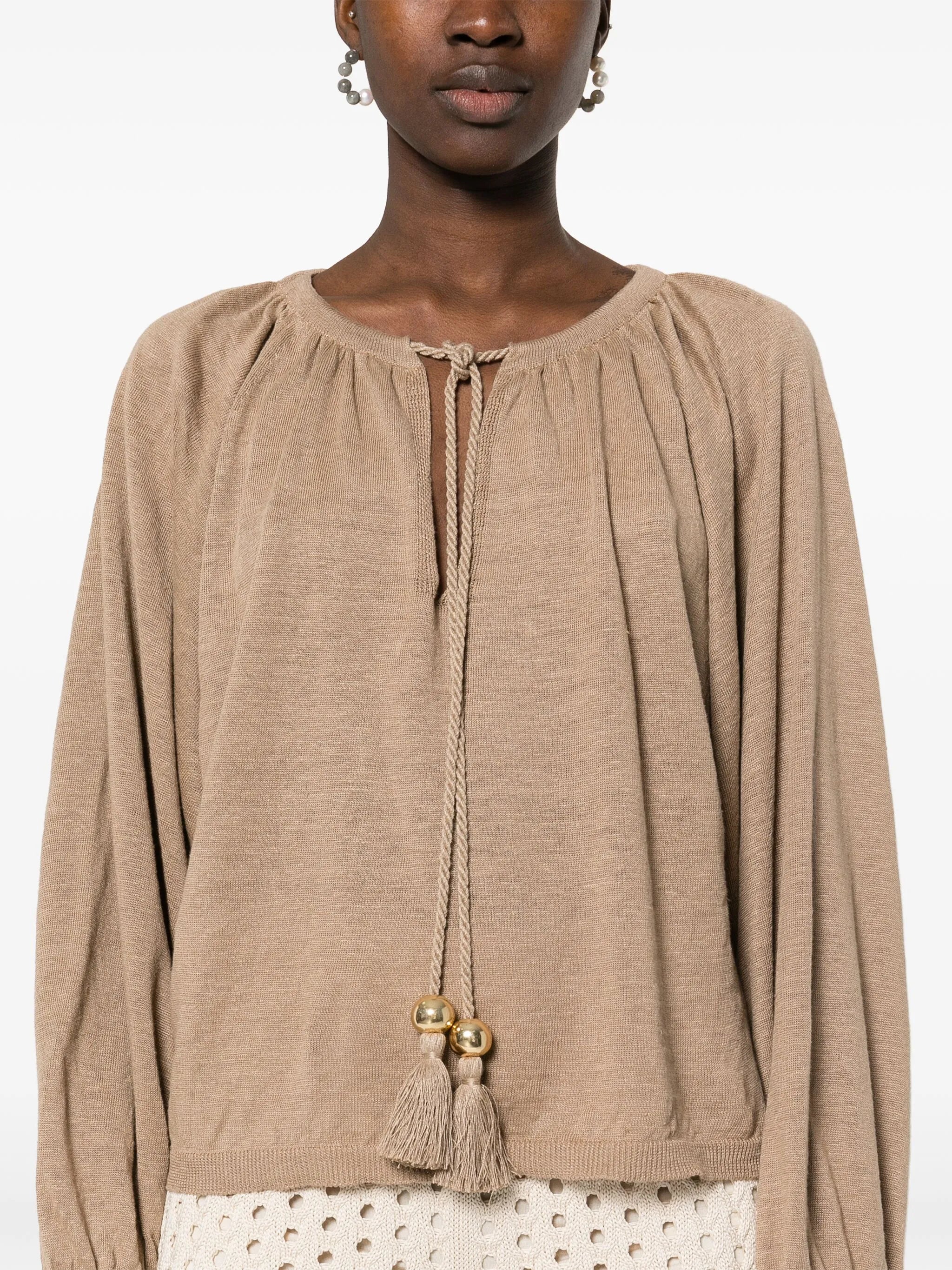 Quirite linen tassel blouse