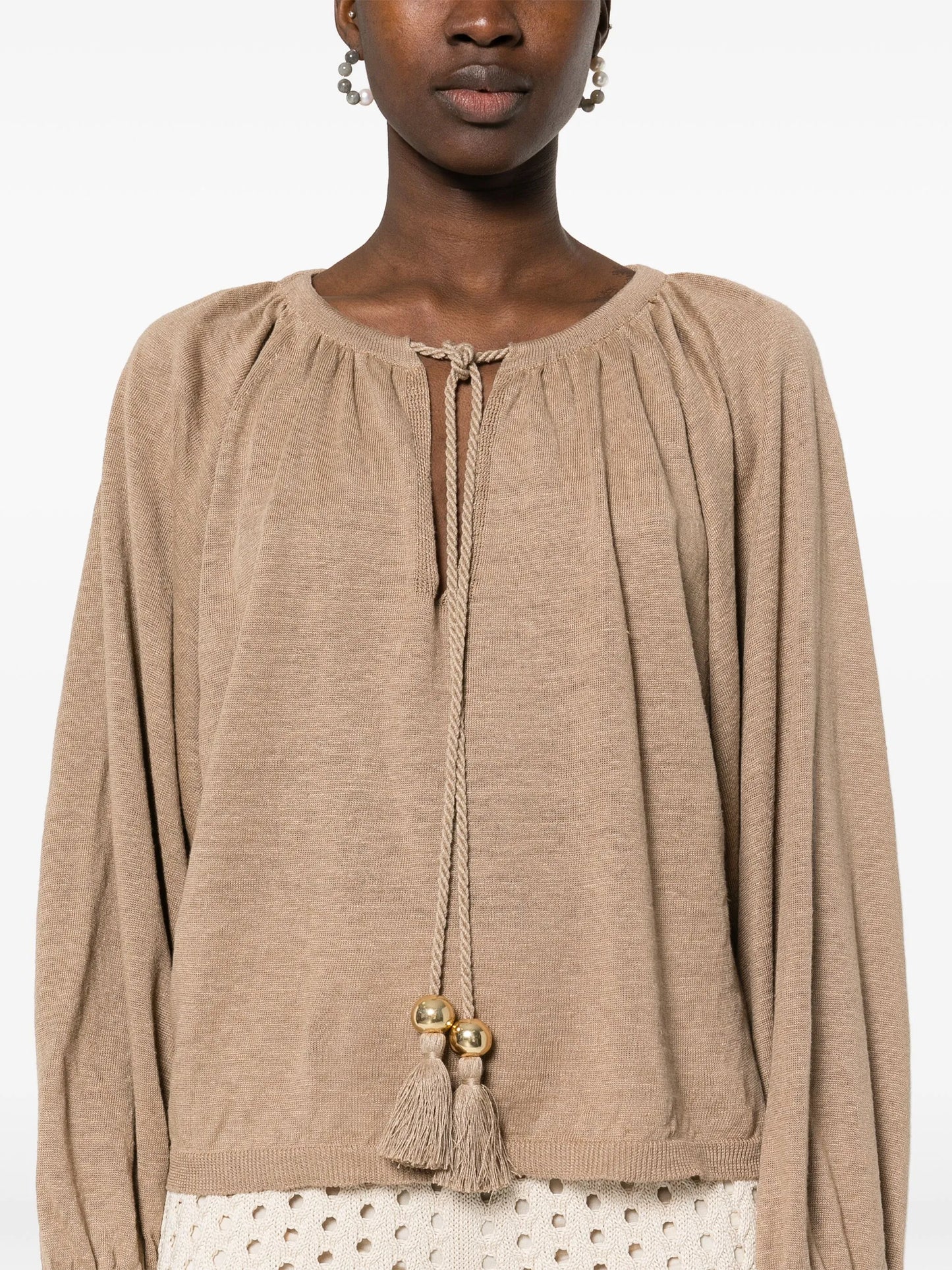 Quirite linen tassel blouse