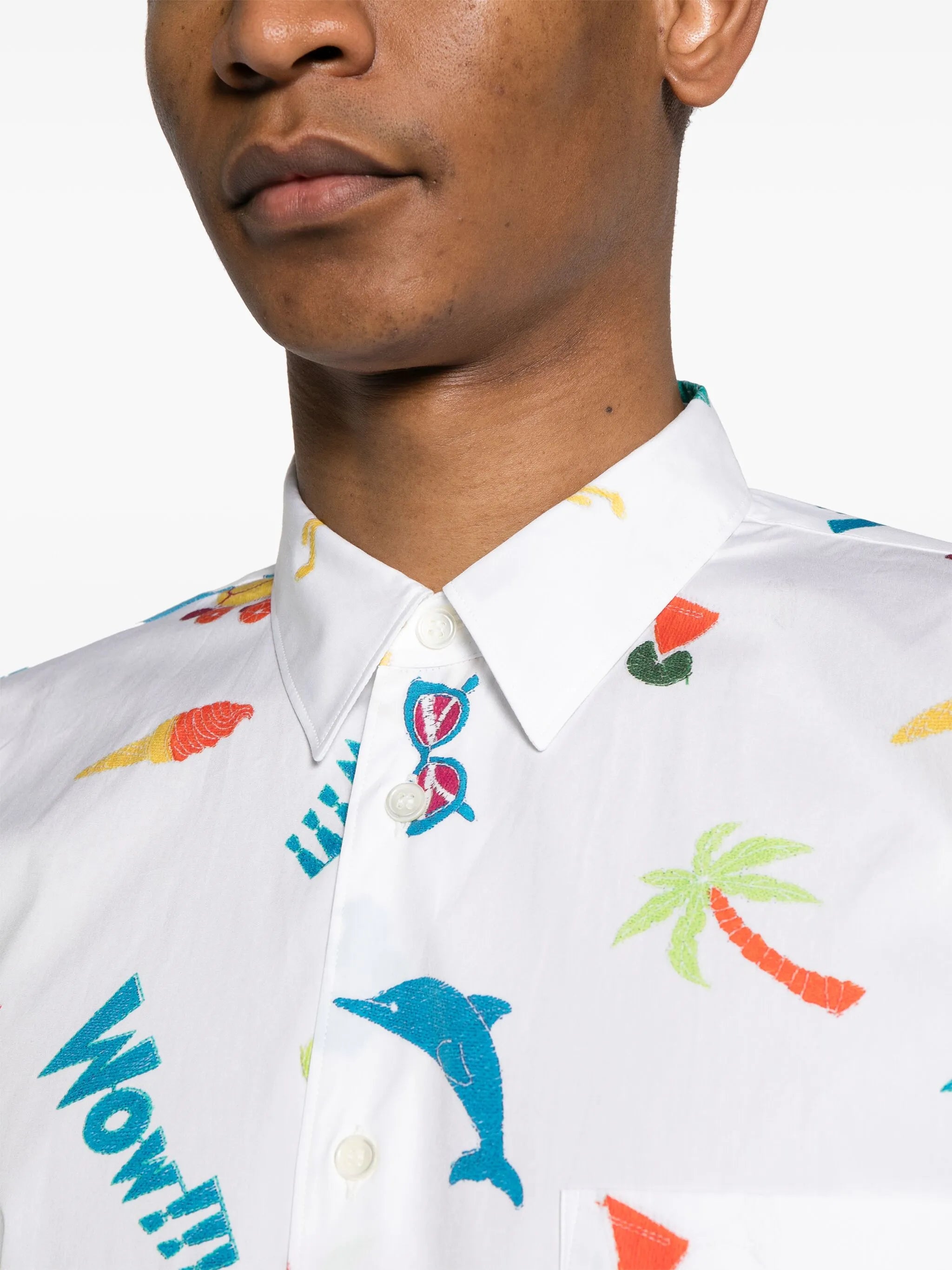 graphic-print cotton shirt