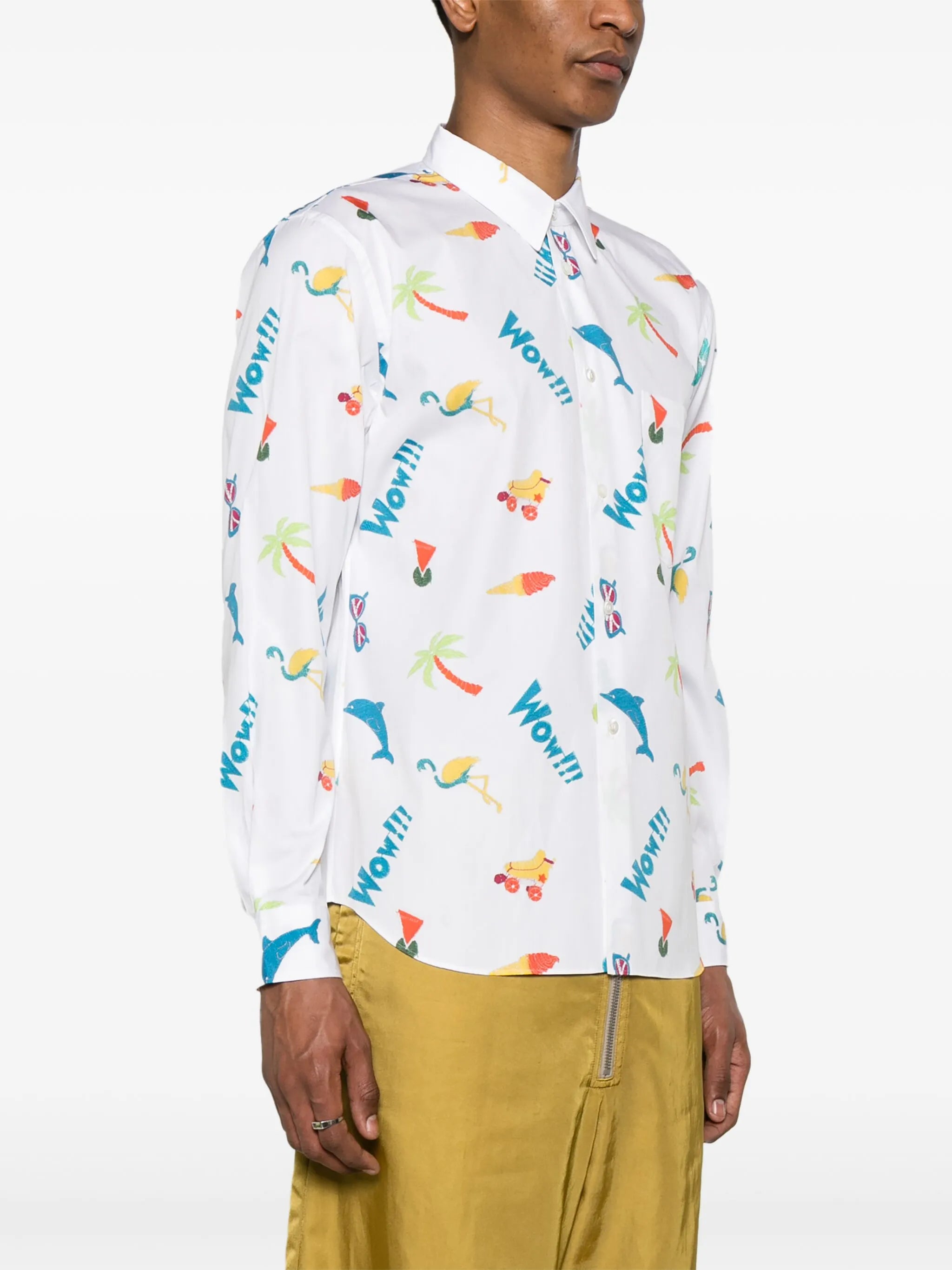 graphic-print cotton shirt