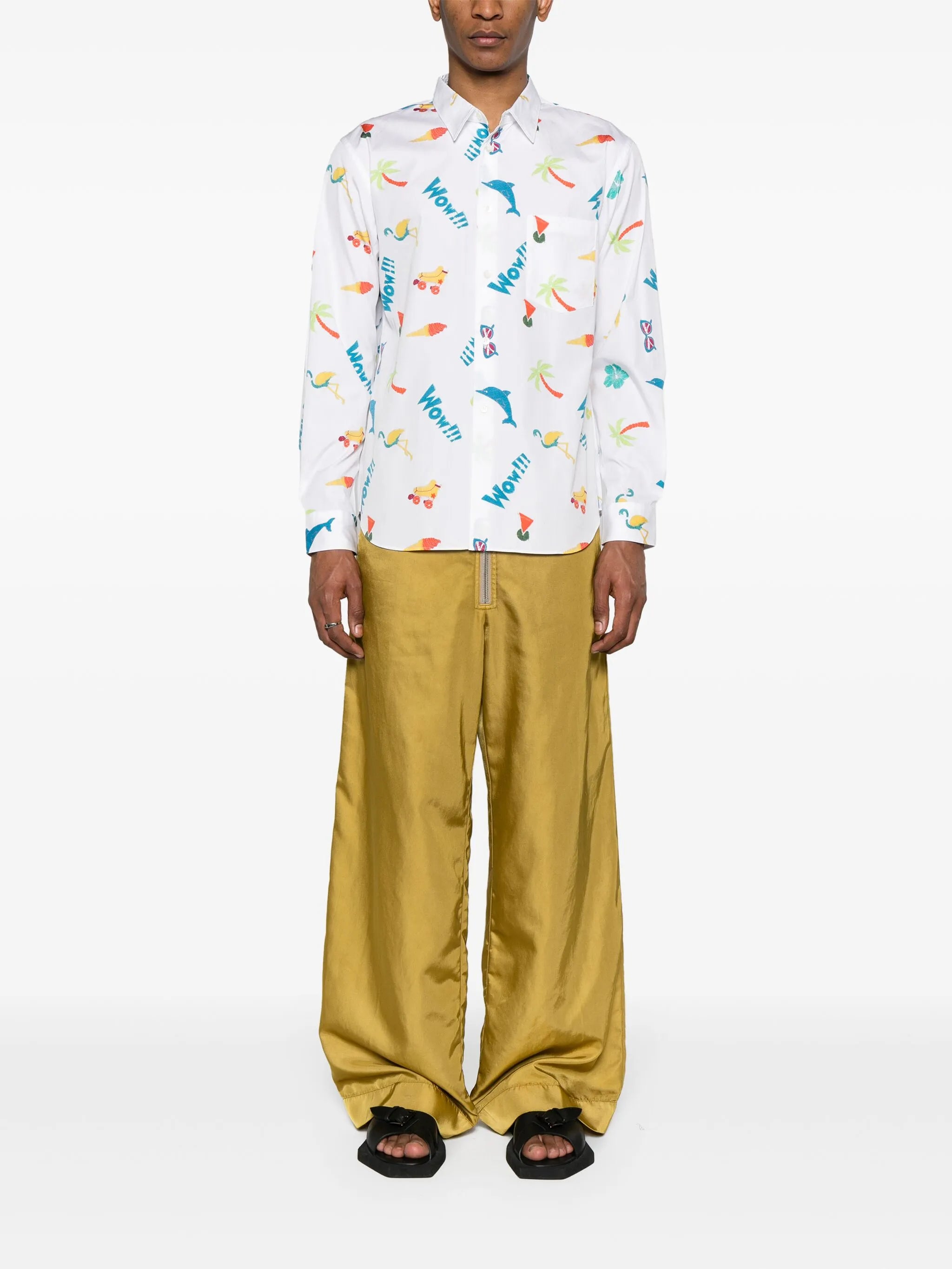 graphic-print cotton shirt