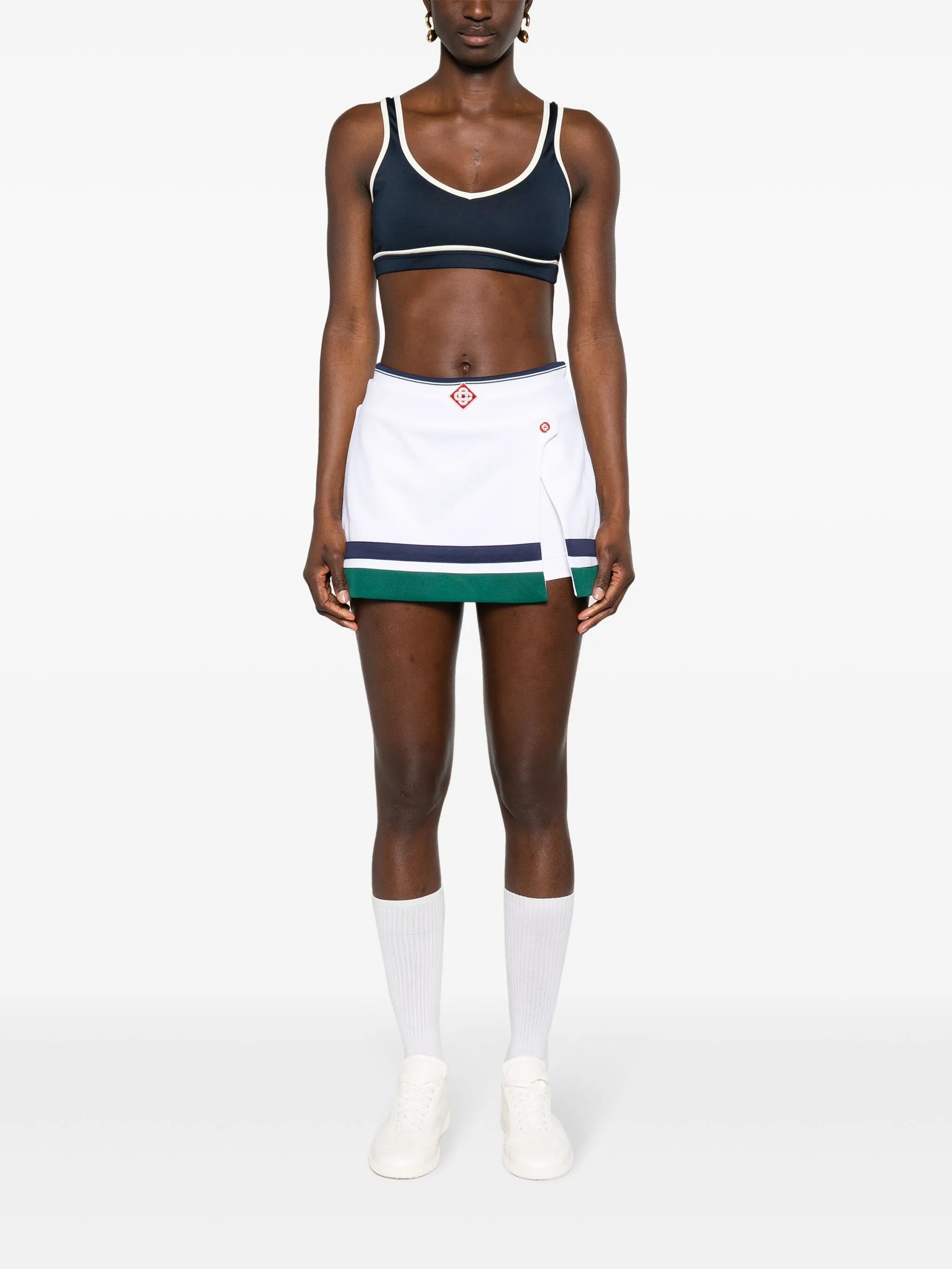 logo-patch layered miniskirt