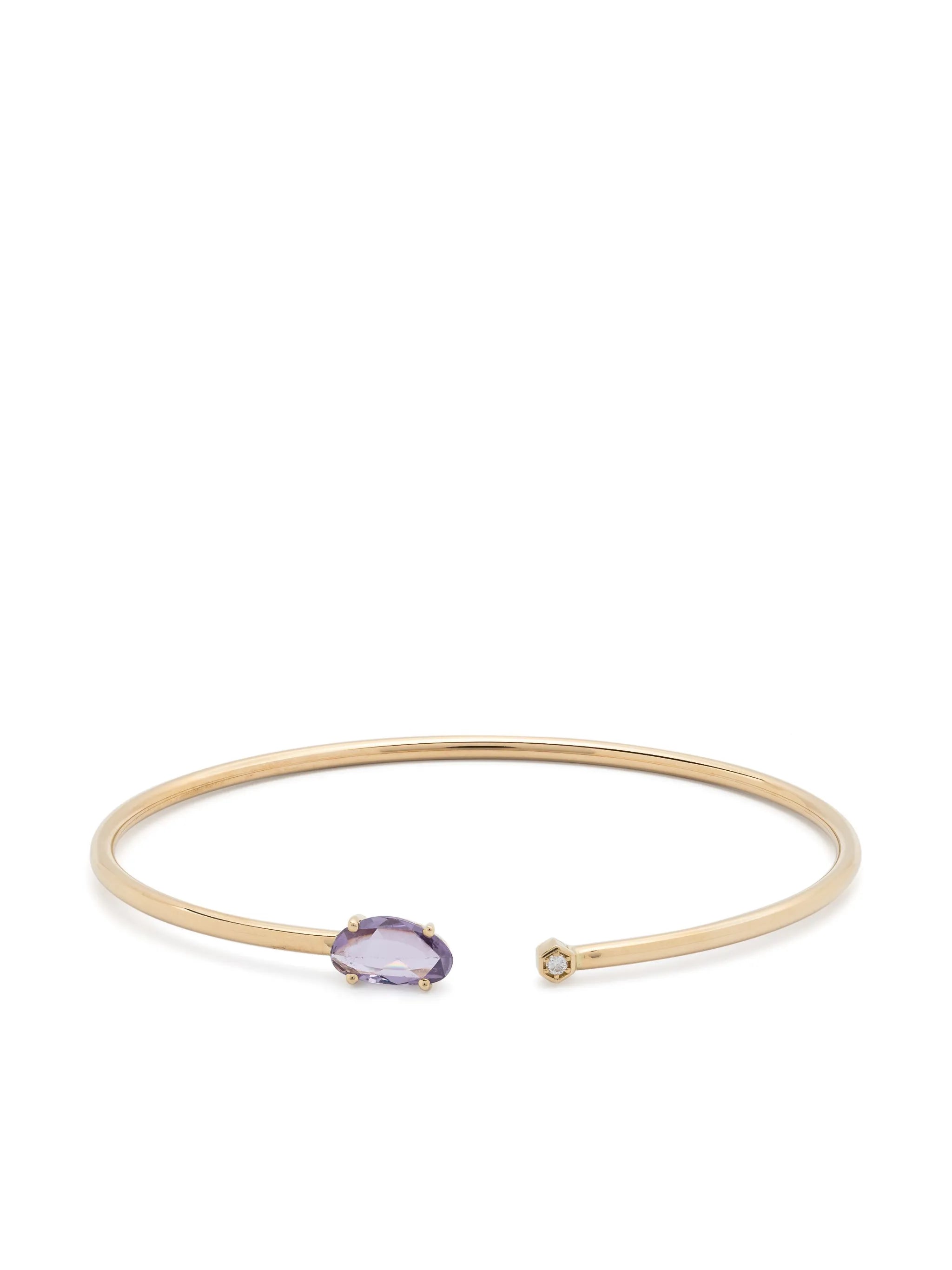 14kt yellow gold Bendable pink sapphire cuff bracelet