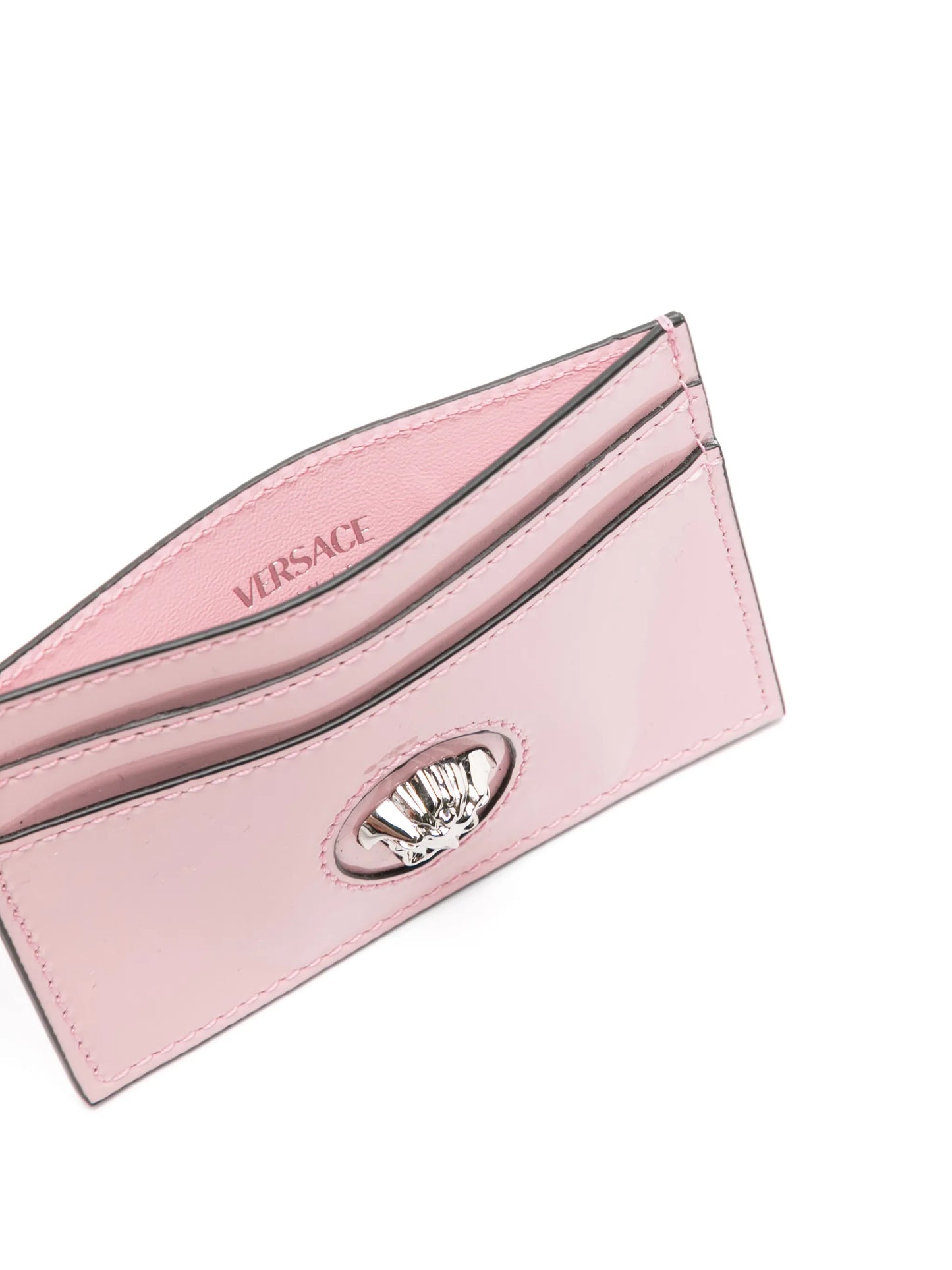 Medusa-plaque leather cardholder