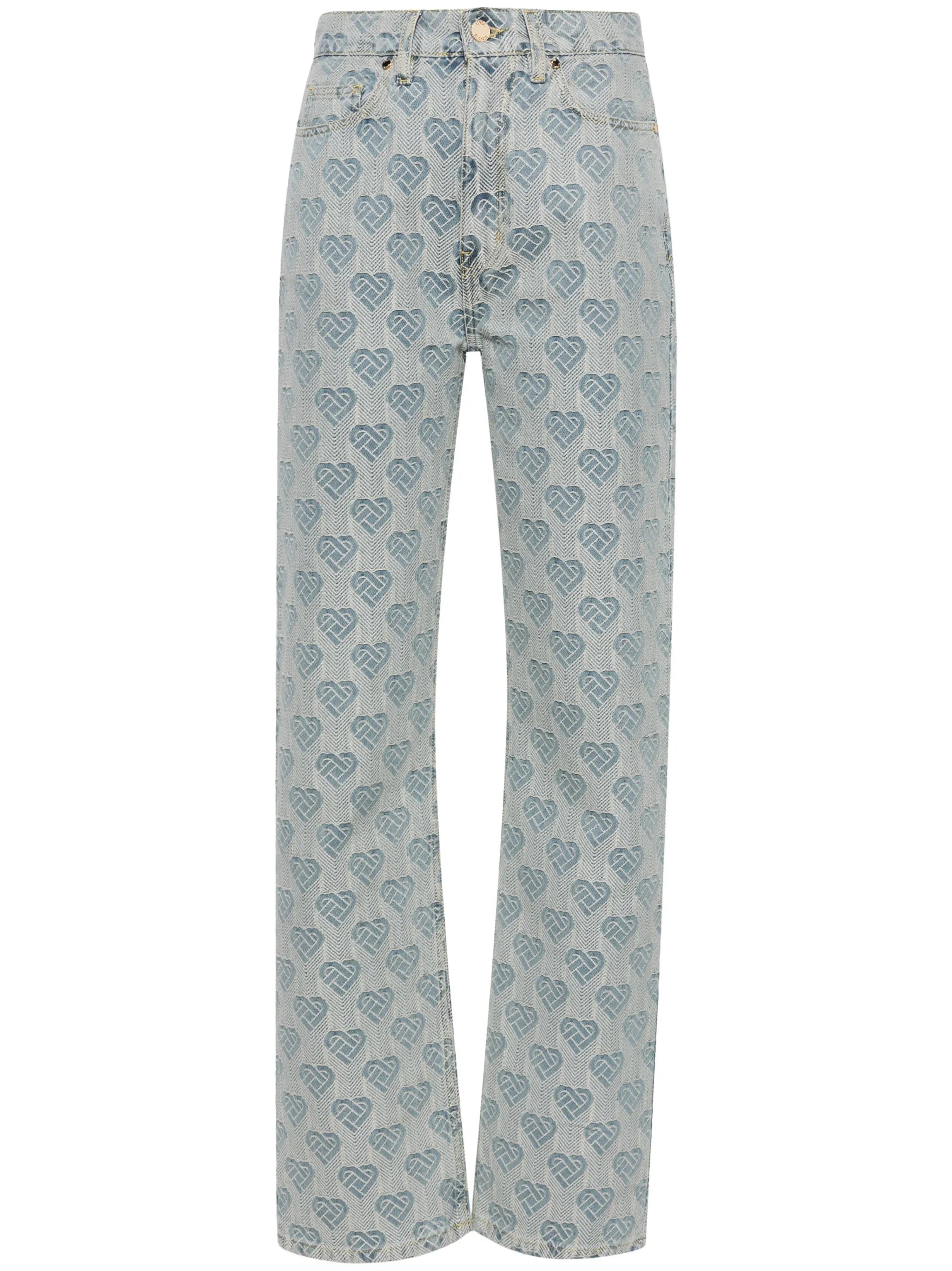 heart monogram-jacquard jeans