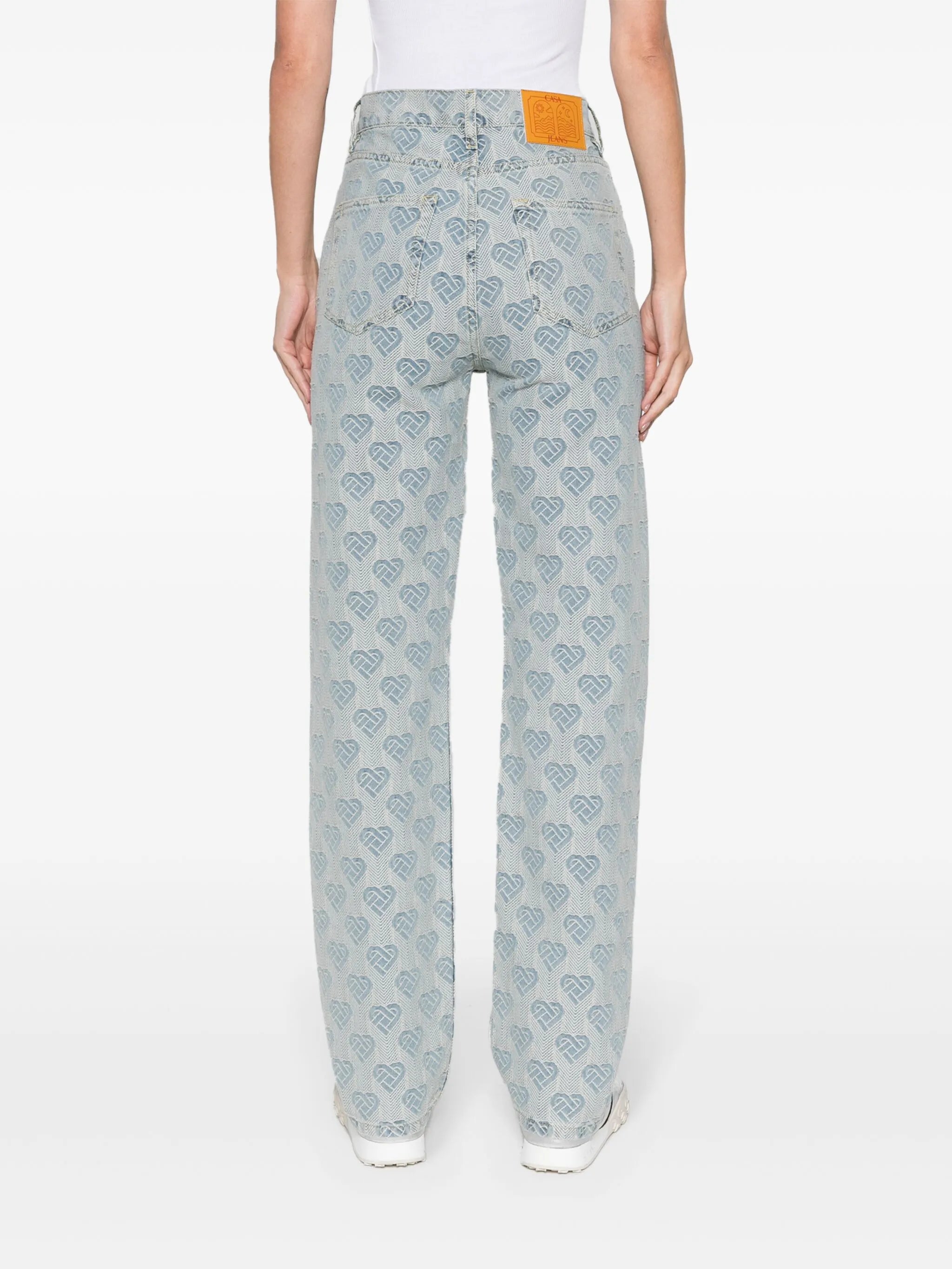heart monogram-jacquard jeans
