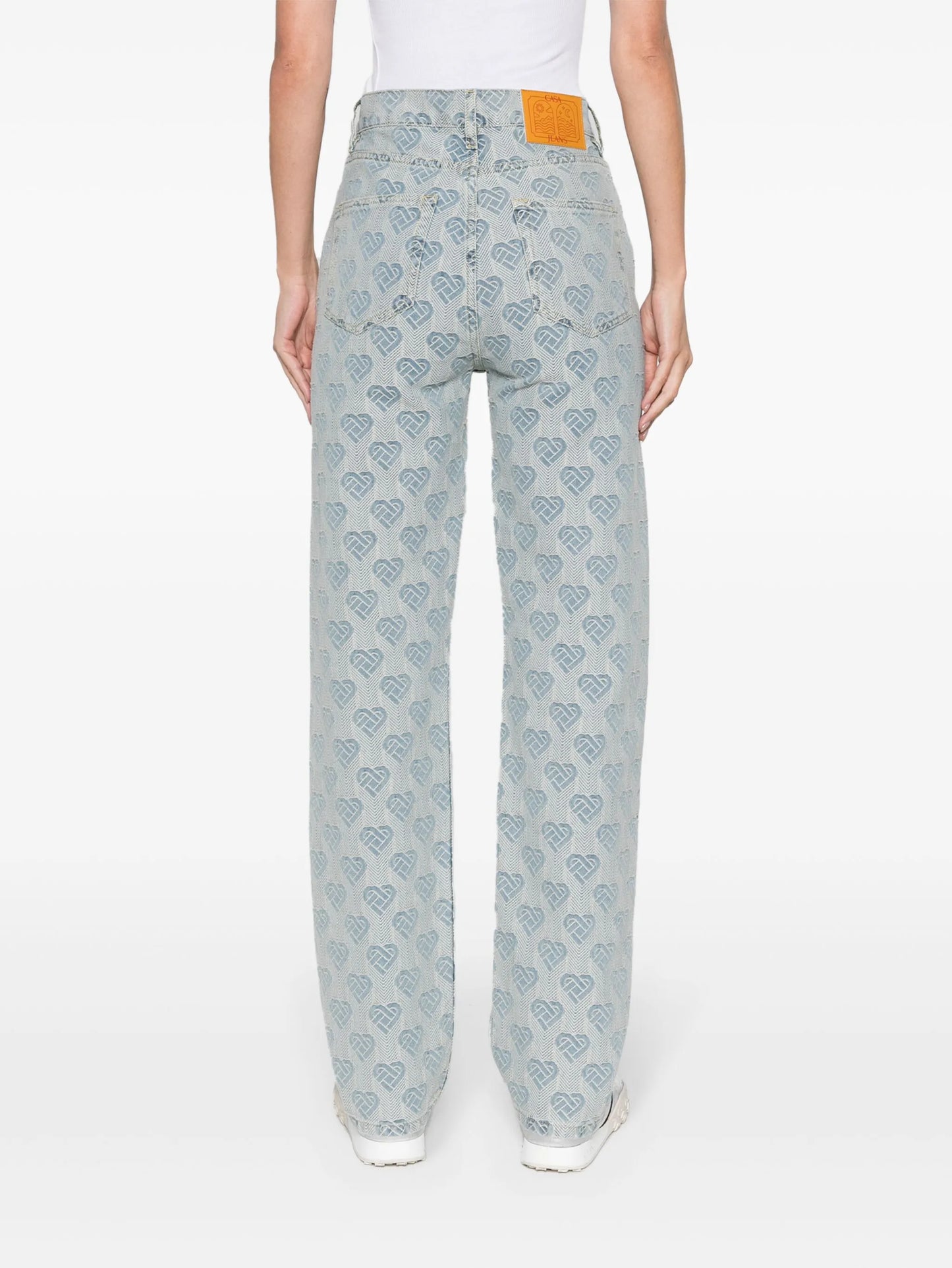heart monogram-jacquard jeans