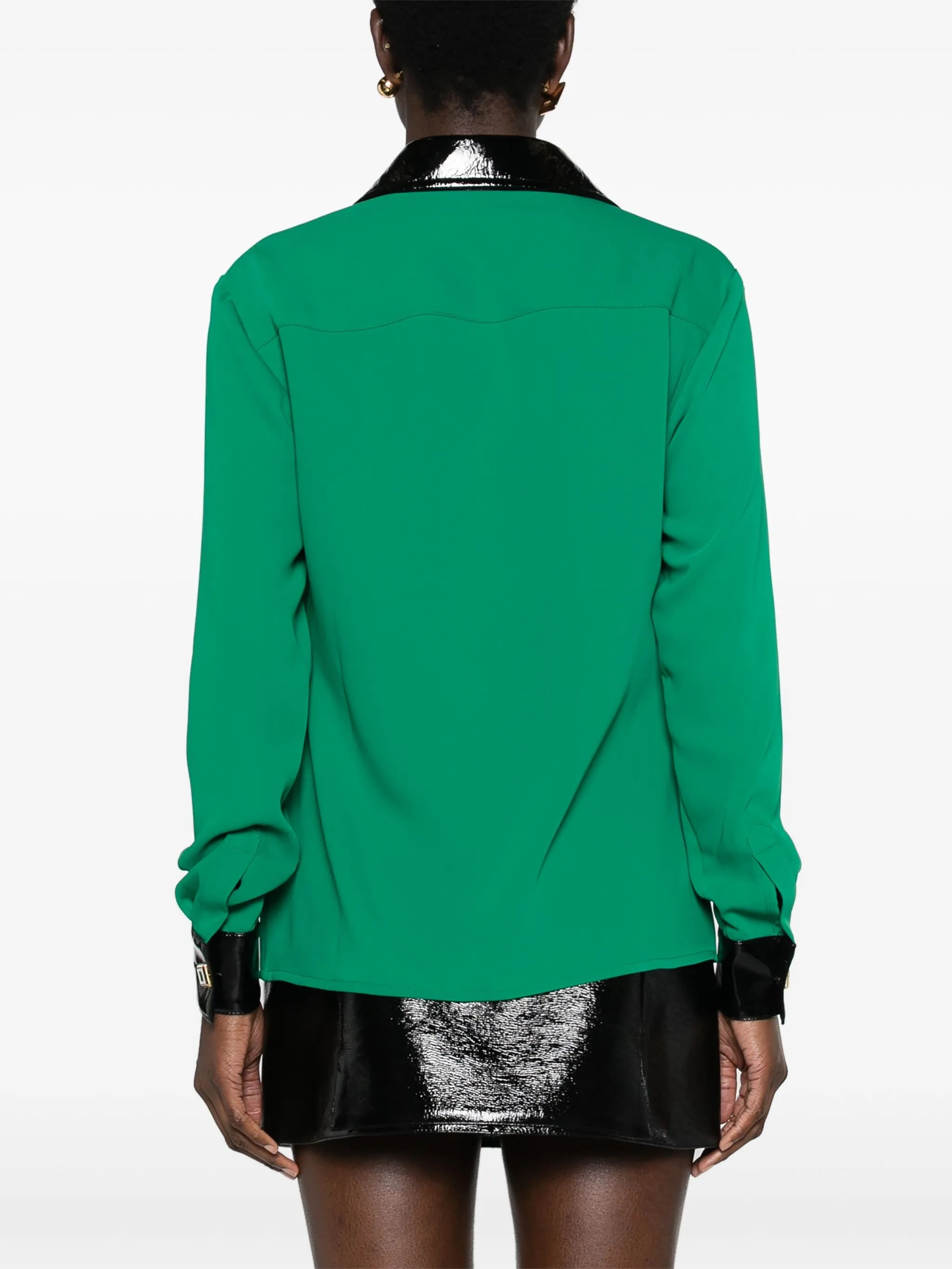 contrast-collar crepe shirt