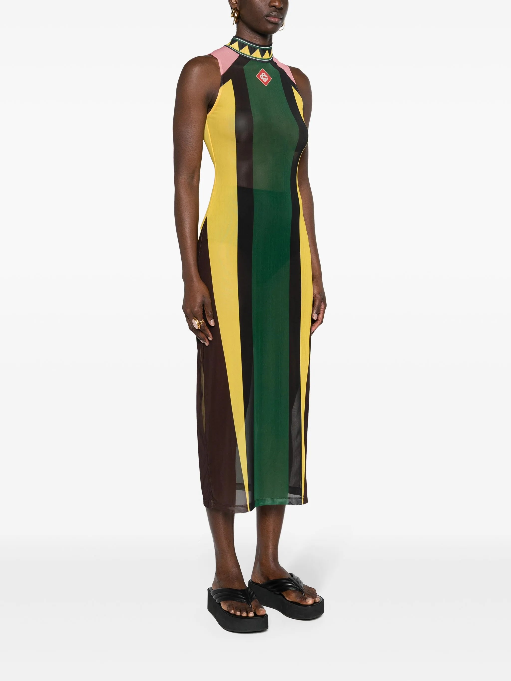 open-back mesh maxi dress