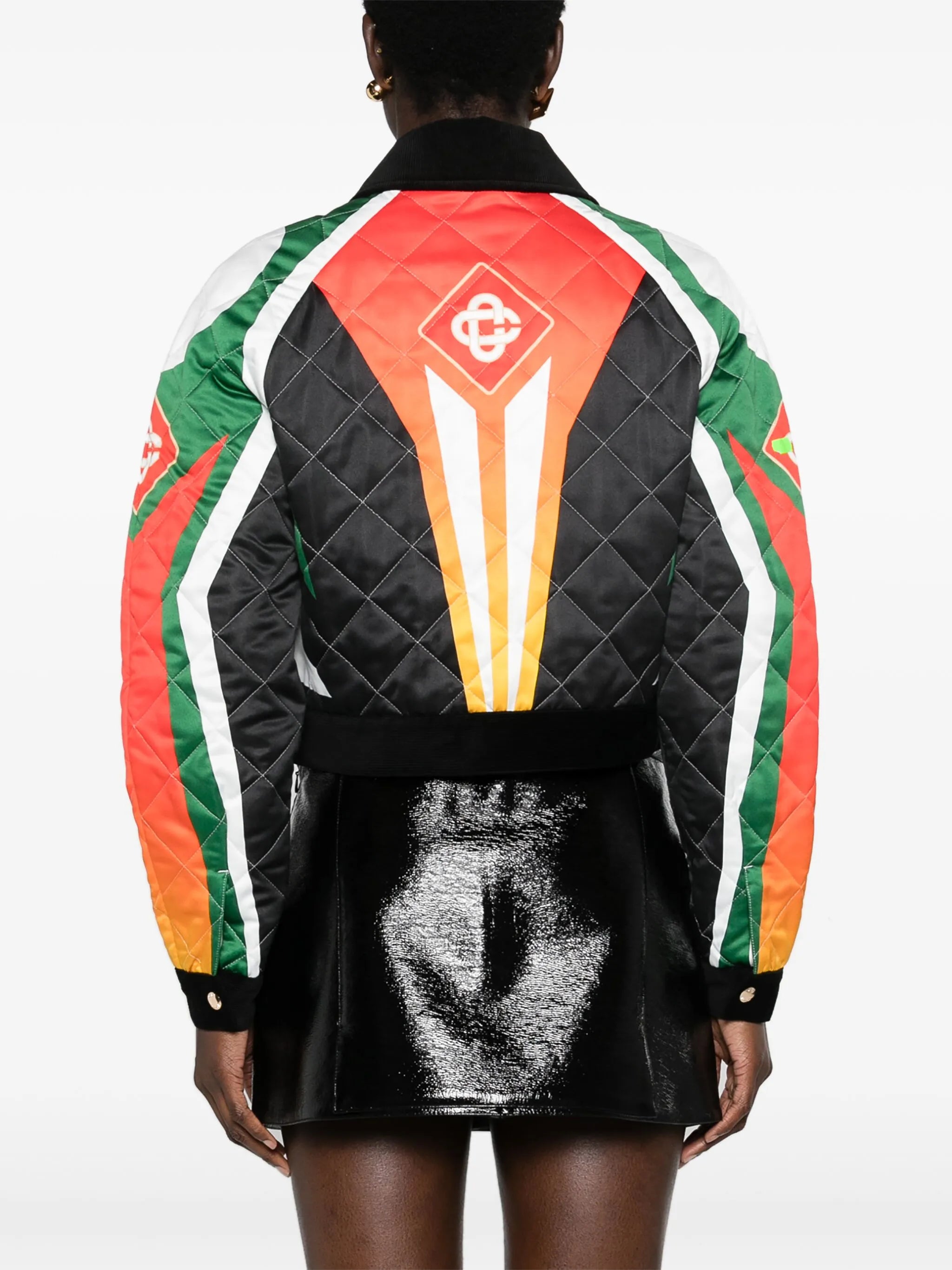 quilted satin cropped jacket