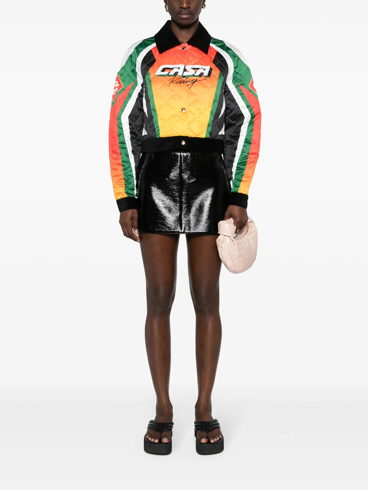 quilted satin cropped jacket