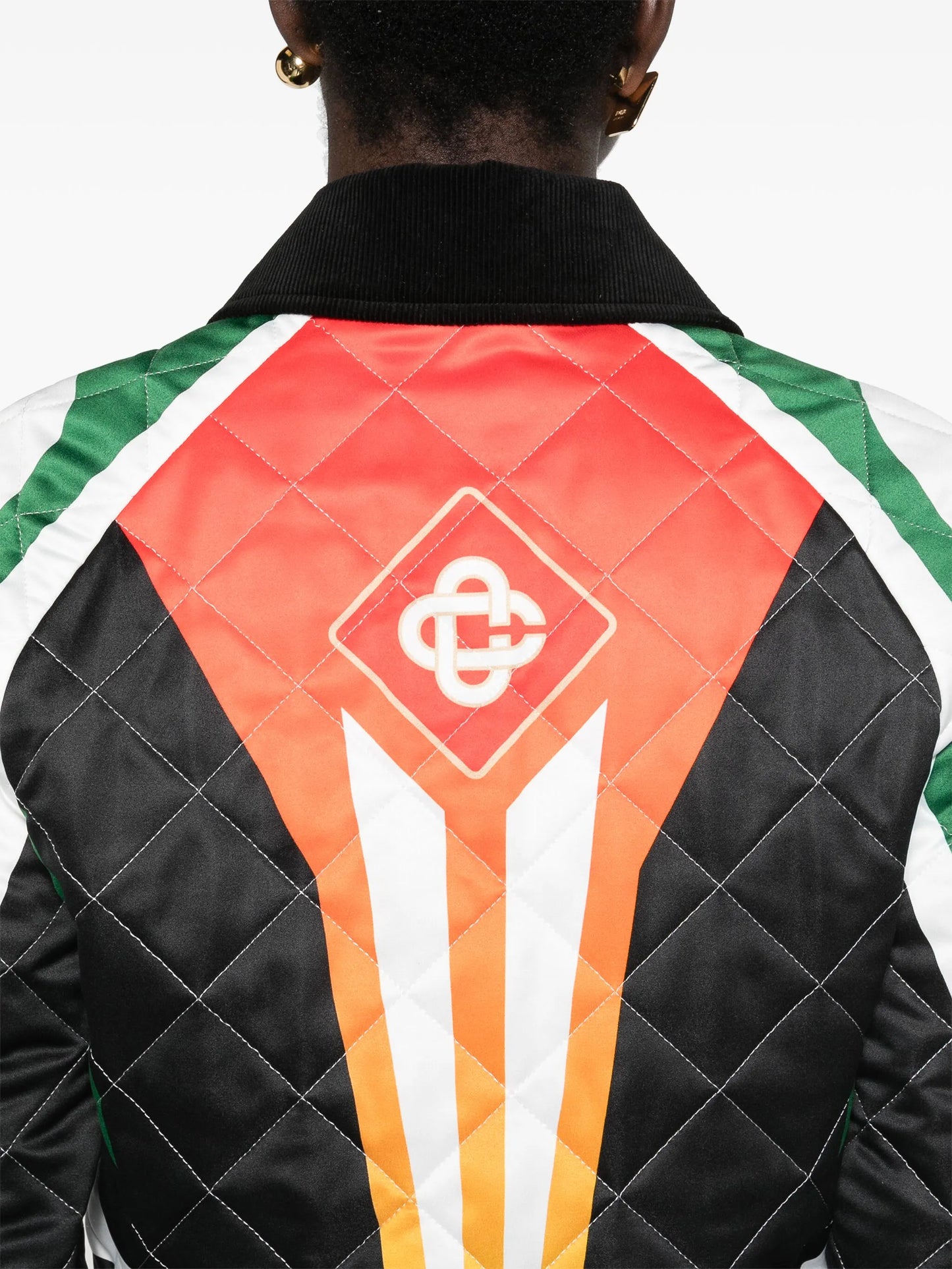 quilted satin cropped jacket