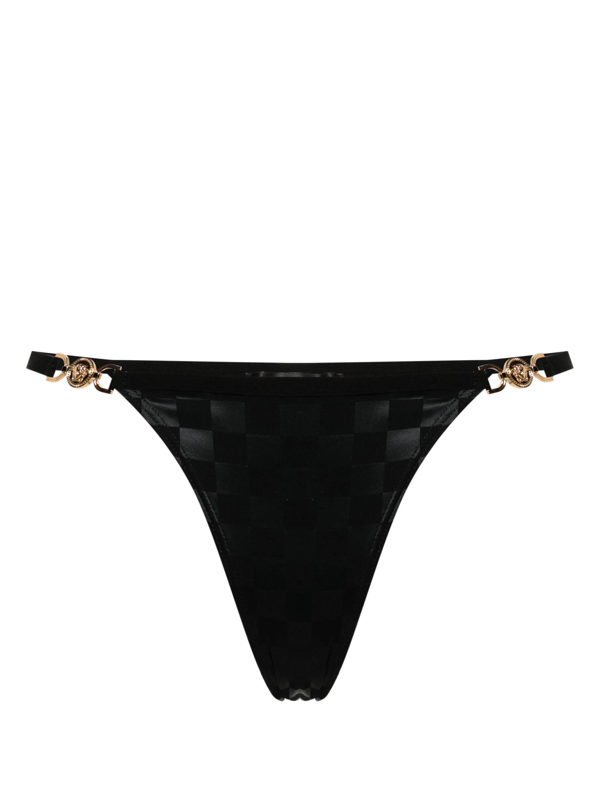 Medusa-chain checkerboard-print thong