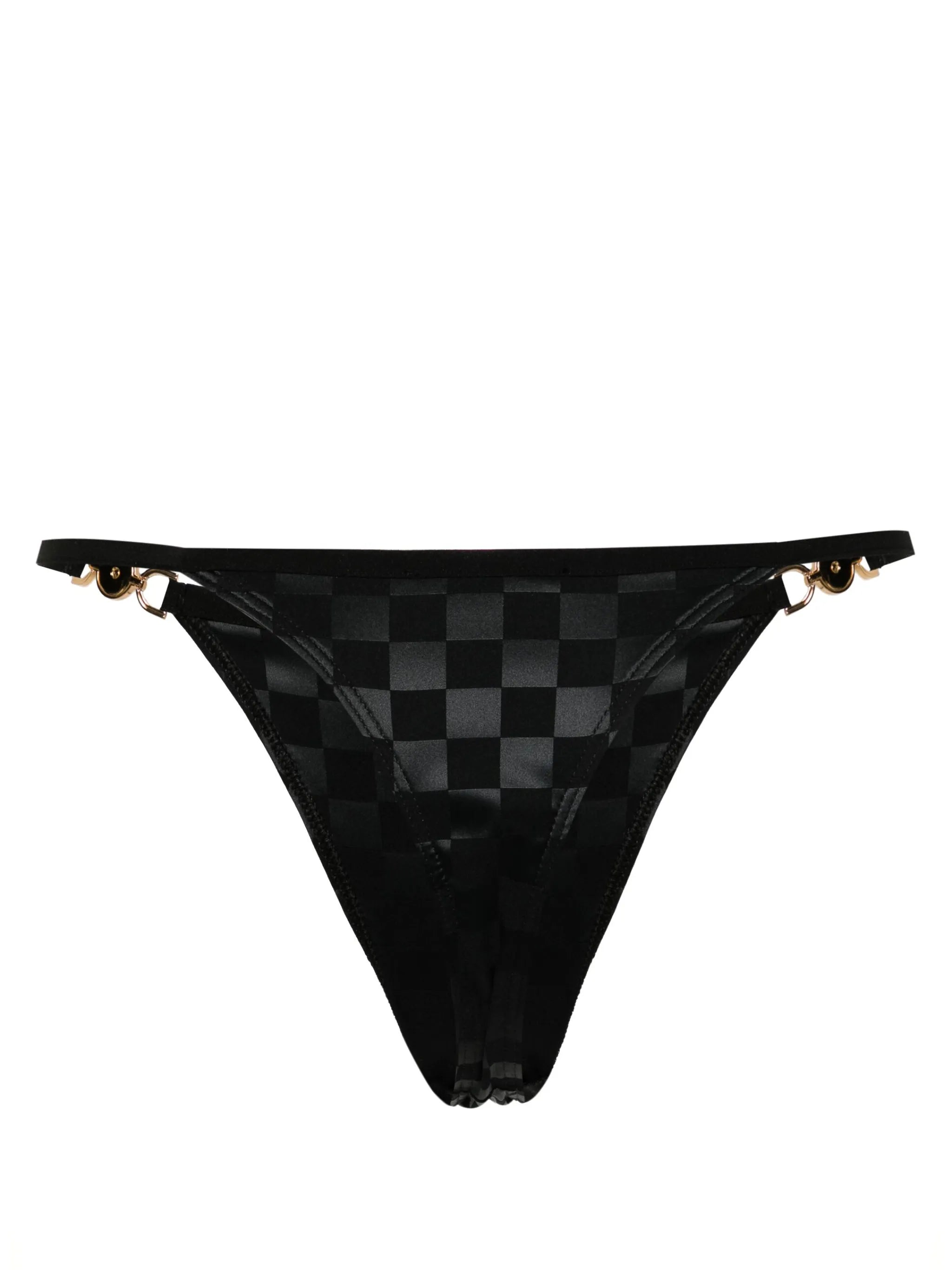 Medusa-chain checkerboard-print thong