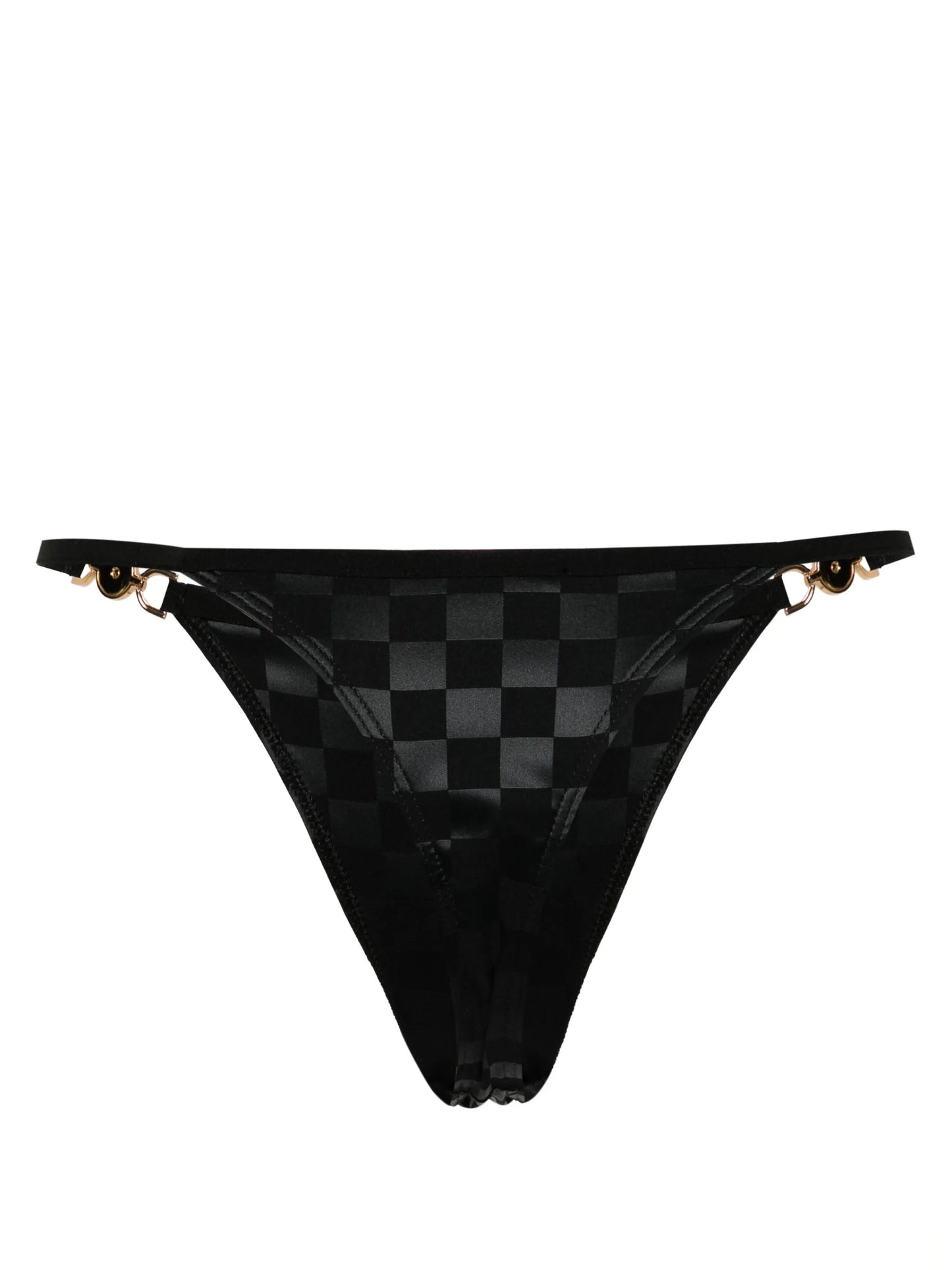 Medusa-chain checkerboard-print thong