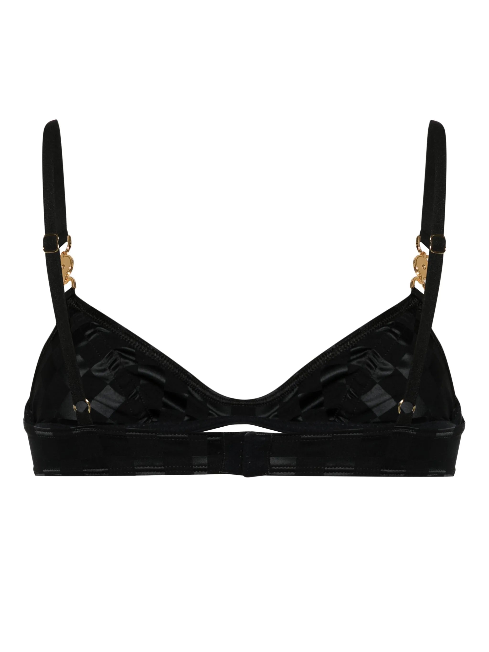 checkerboard-print underwire balconette bra