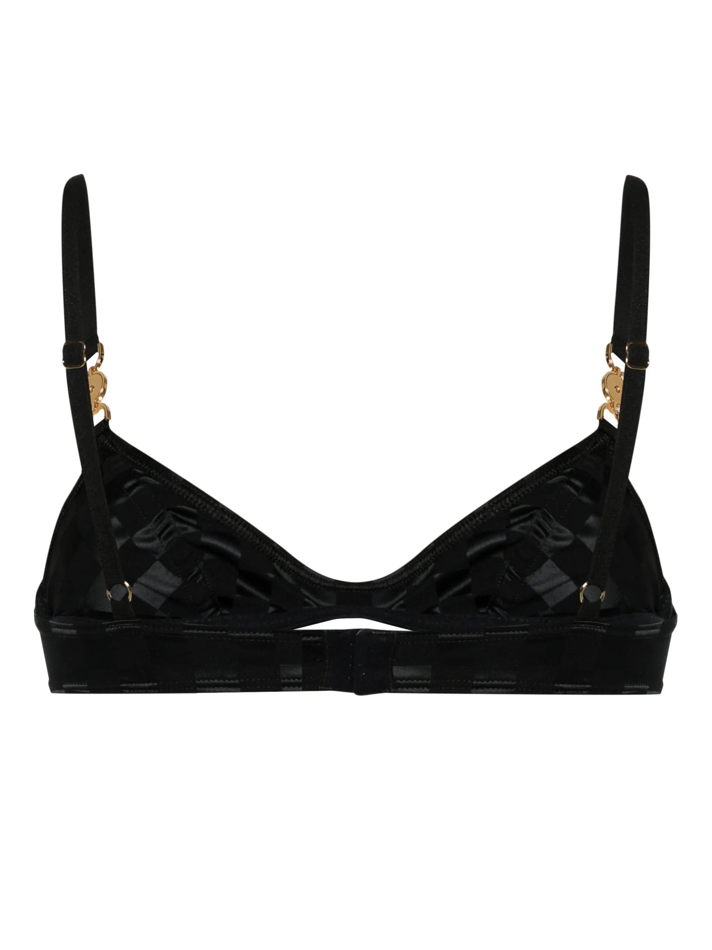 checkerboard-print underwire balconette bra