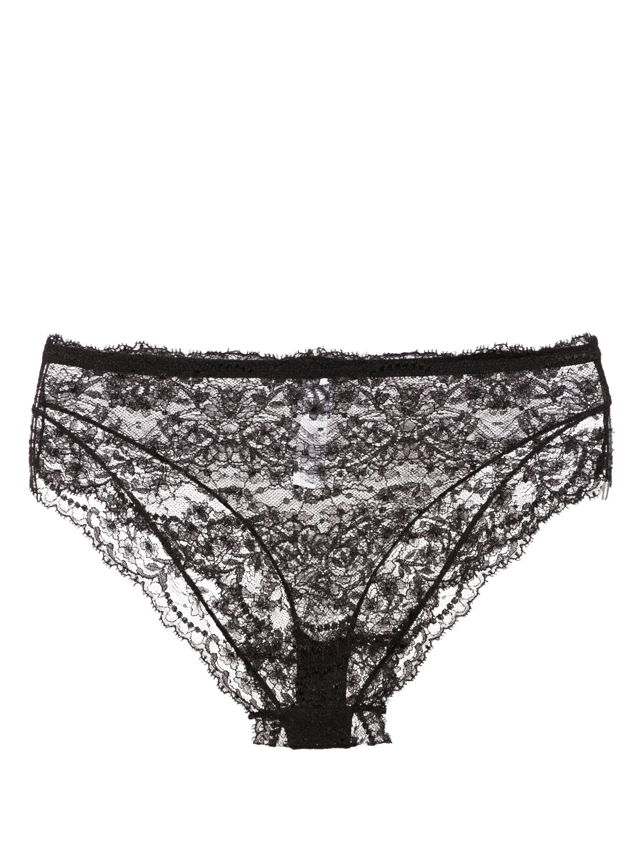 floral-lace high-waisted briefs