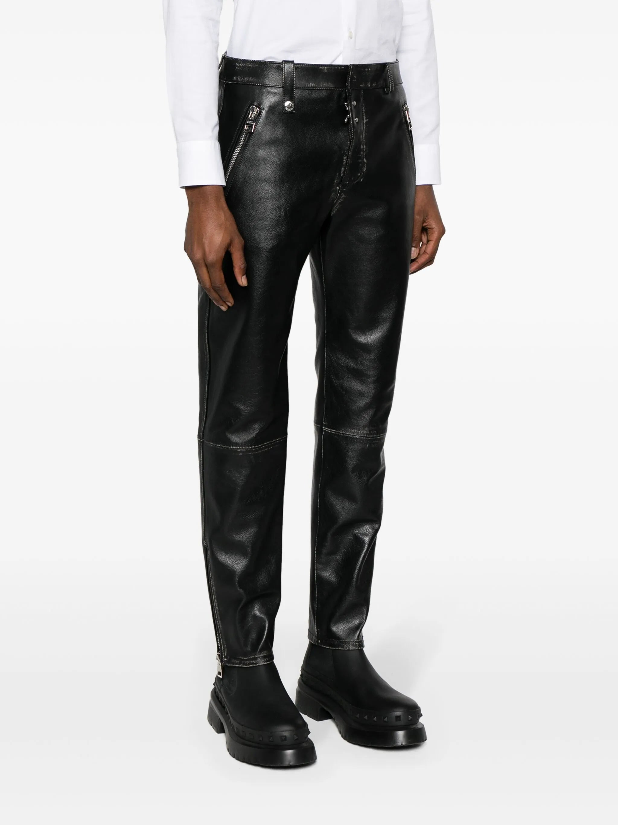 tapered leather trousers