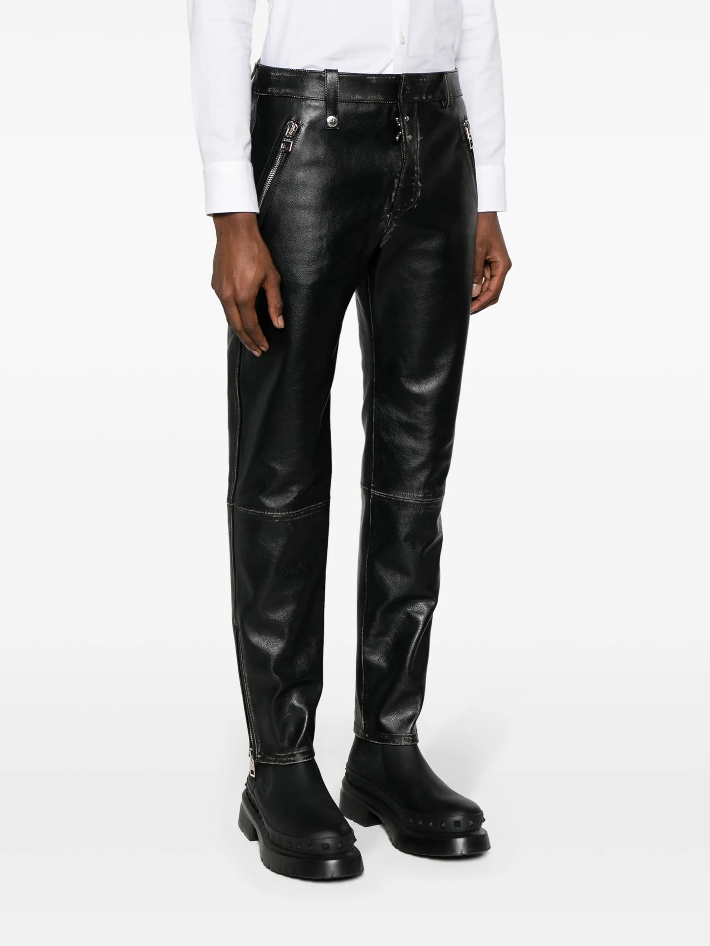 tapered leather trousers