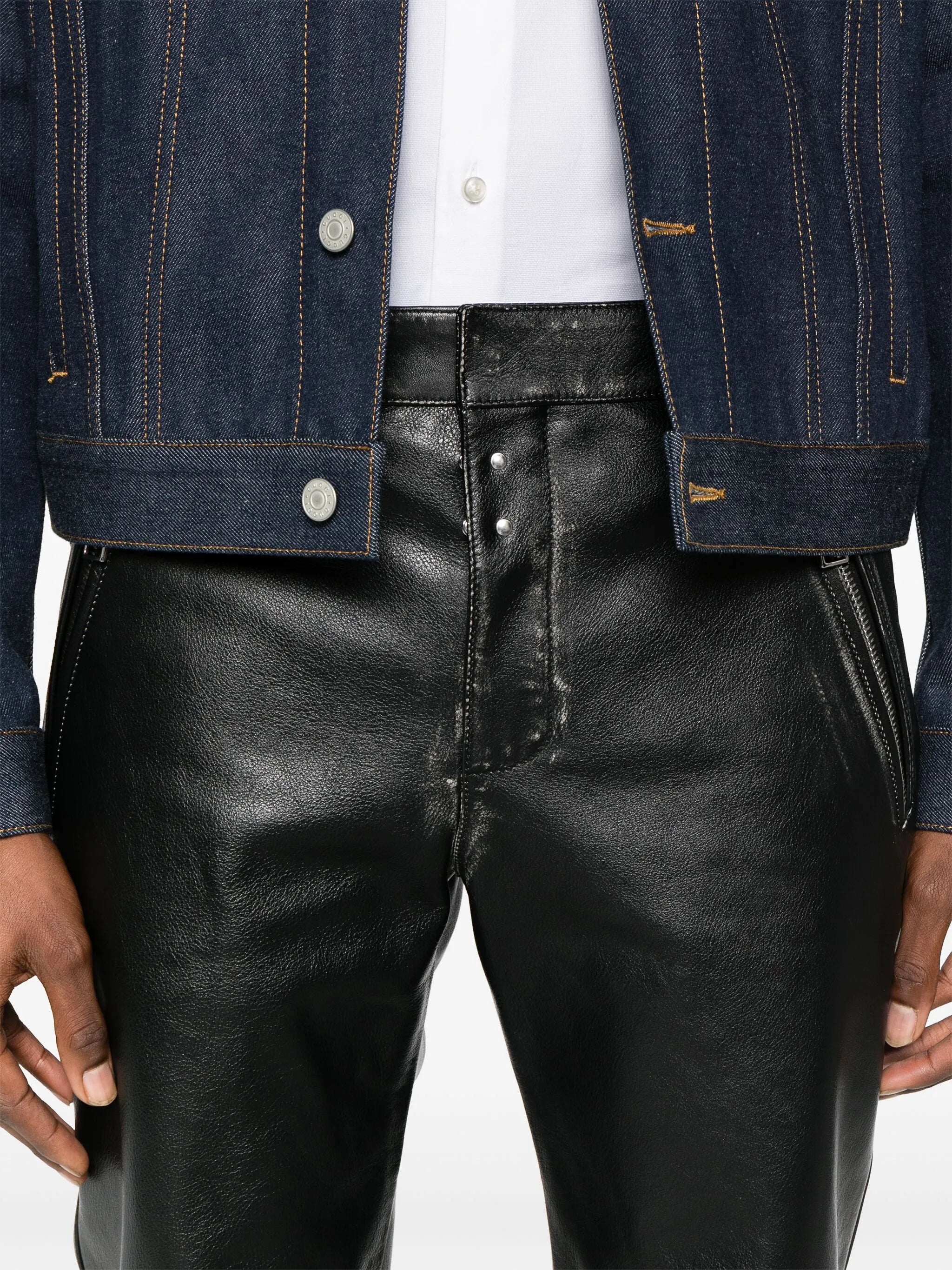 tapered leather trousers