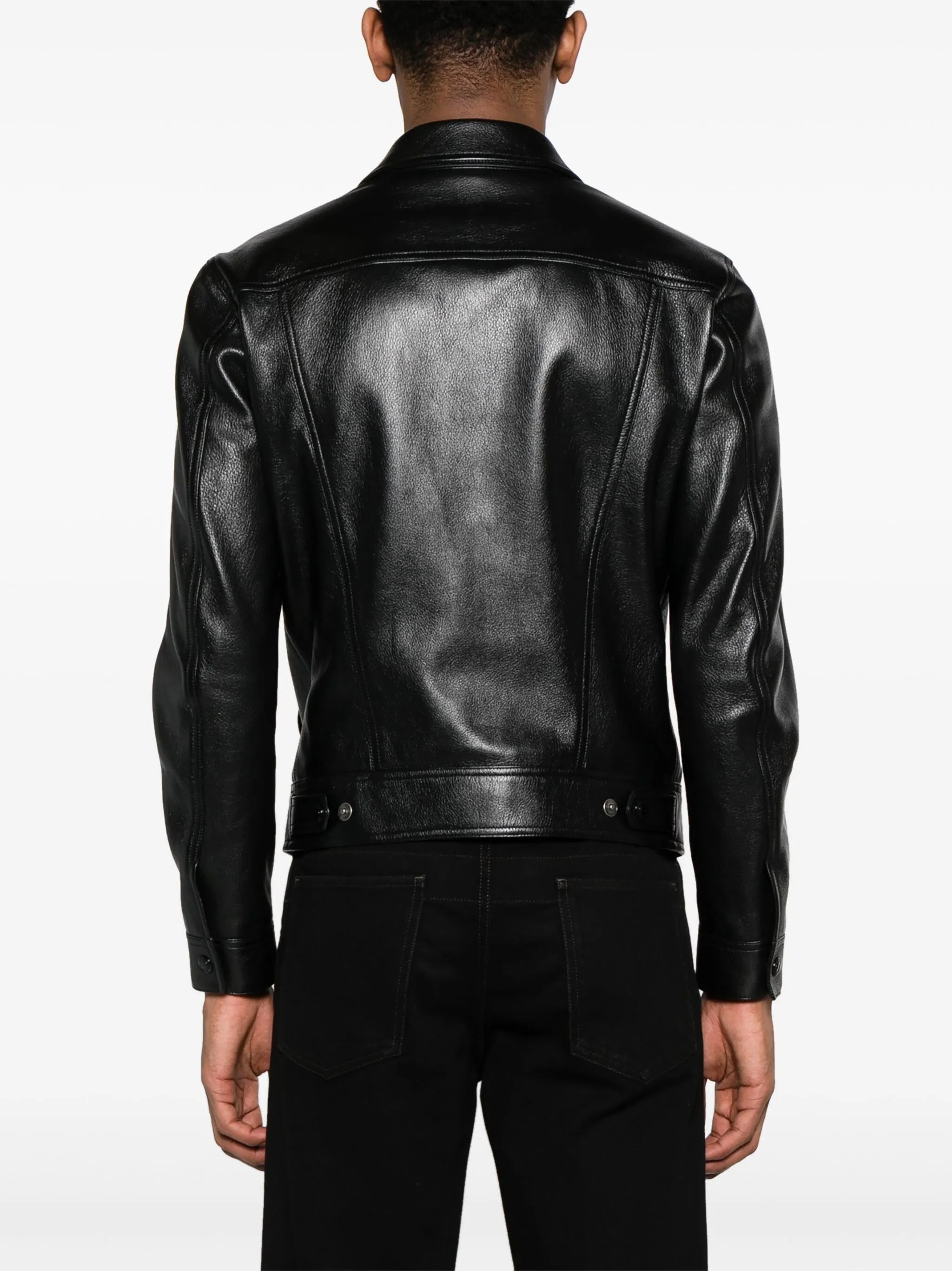 classic-collar leather jacket