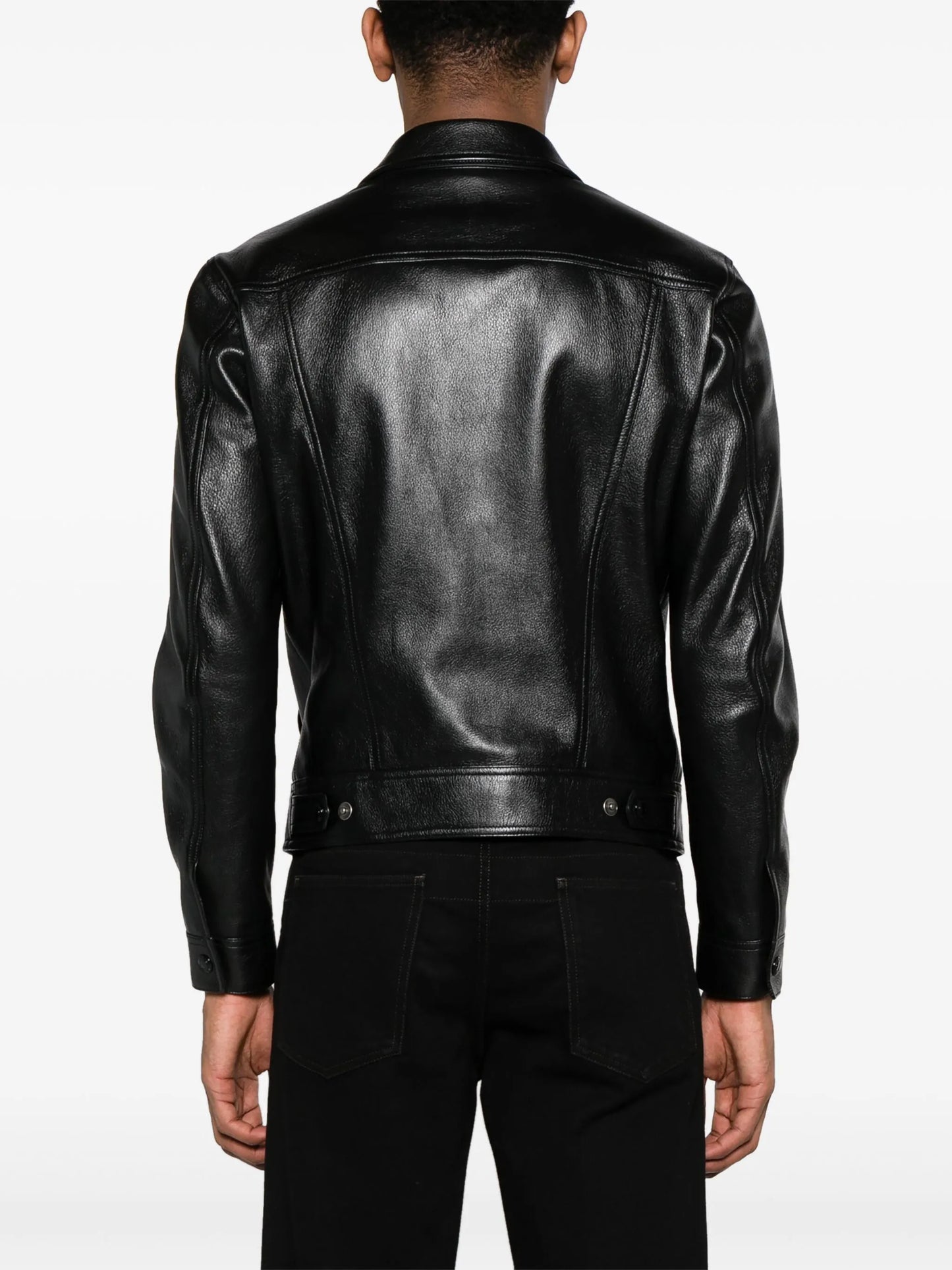 classic-collar leather jacket